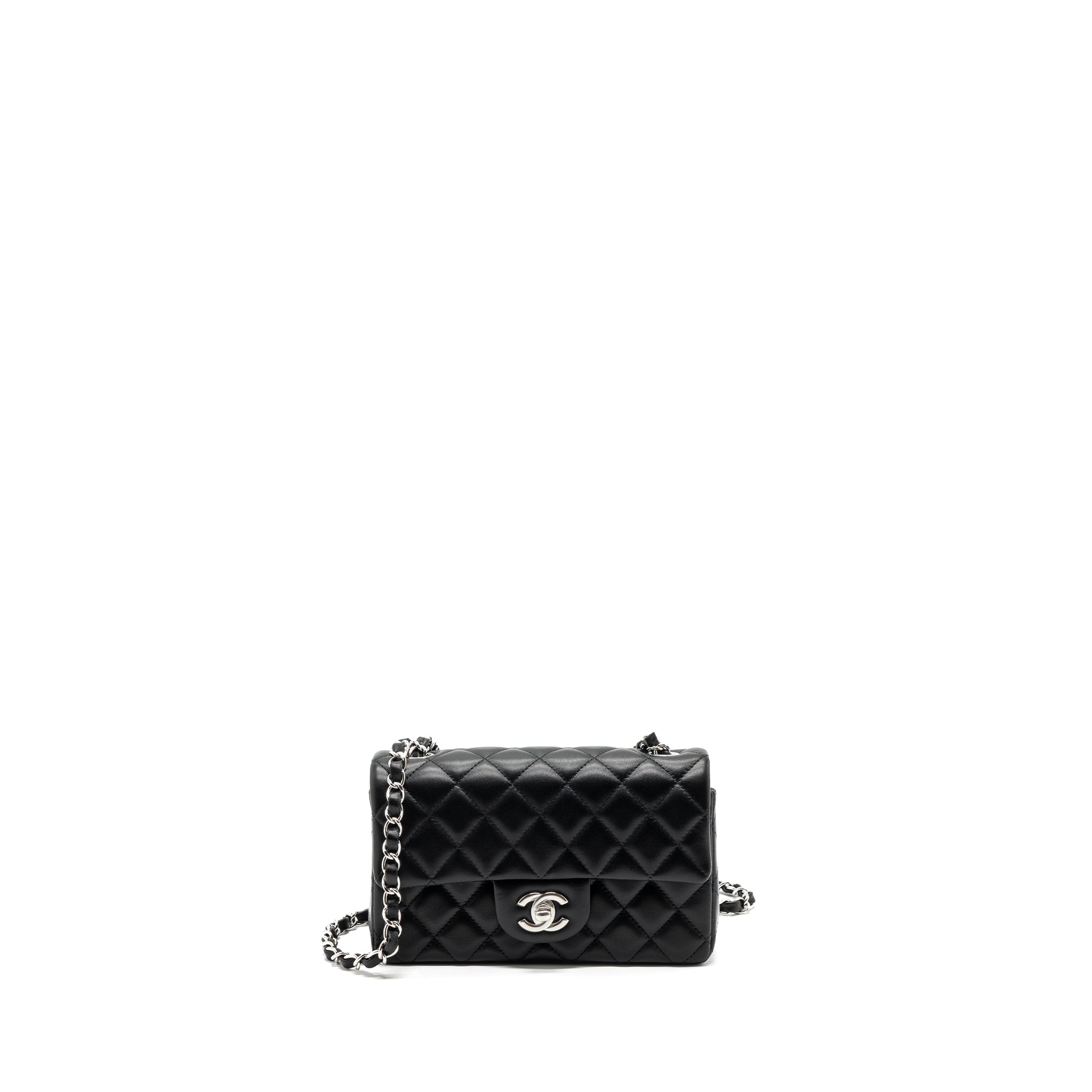 Chanel mini rectangular flap bag lambskin black  (MICrochip)