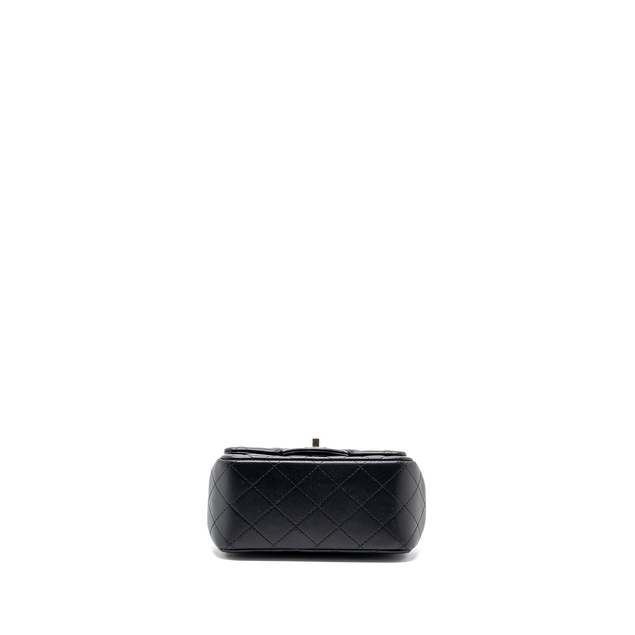 Chanel mini square flap bag lambskin black  (microchip)