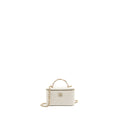 Chanel 23k Camellia Top Handle Long Vanity Case With Chain Calfskin White L (Microchip)