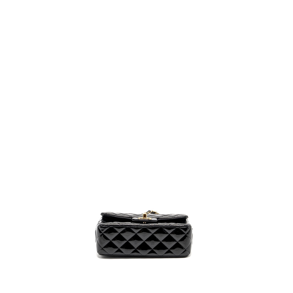Chanel Mini Rectangular Flap Bag Patent Black L