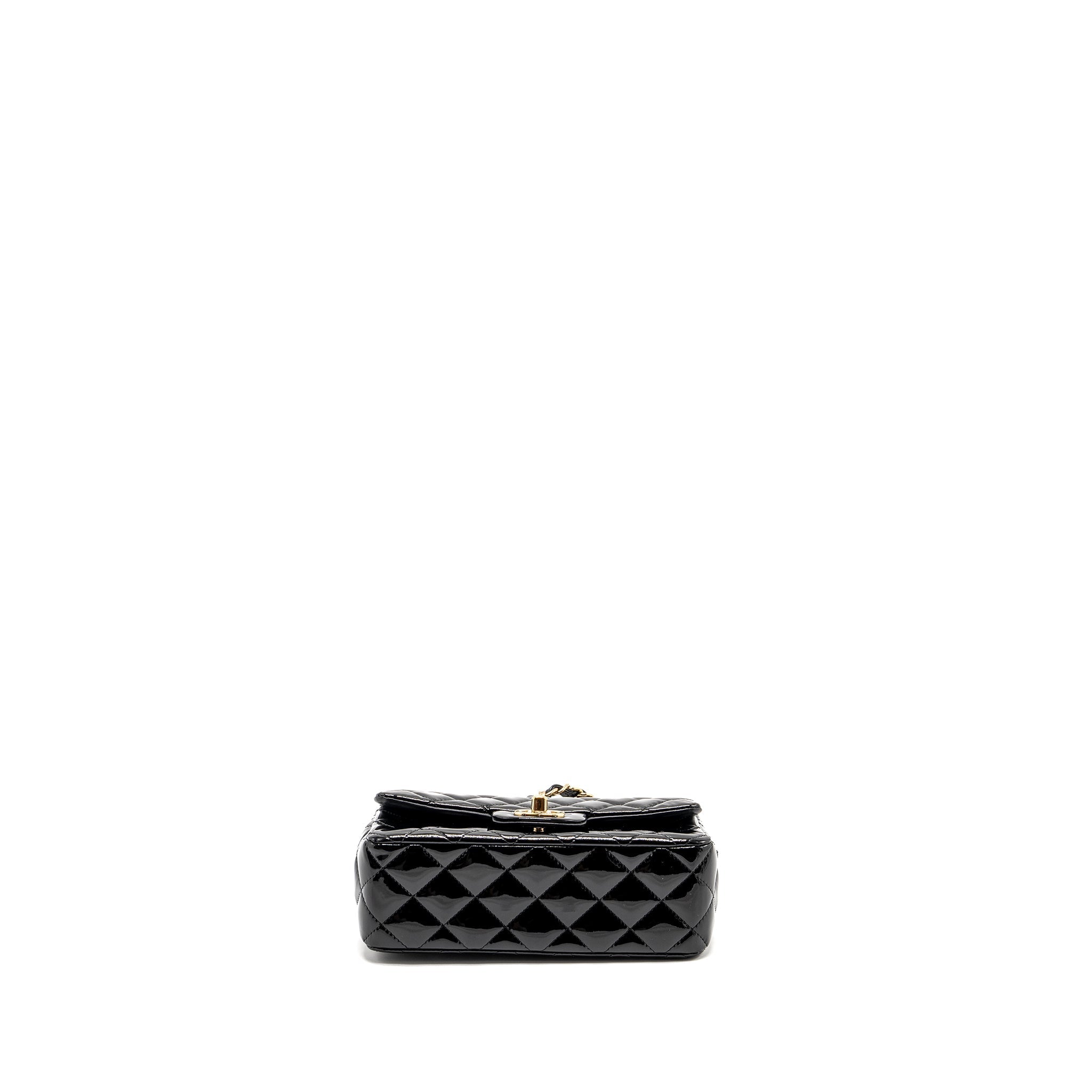 Chanel Mini Rectangular Flap Bag Patent Black L