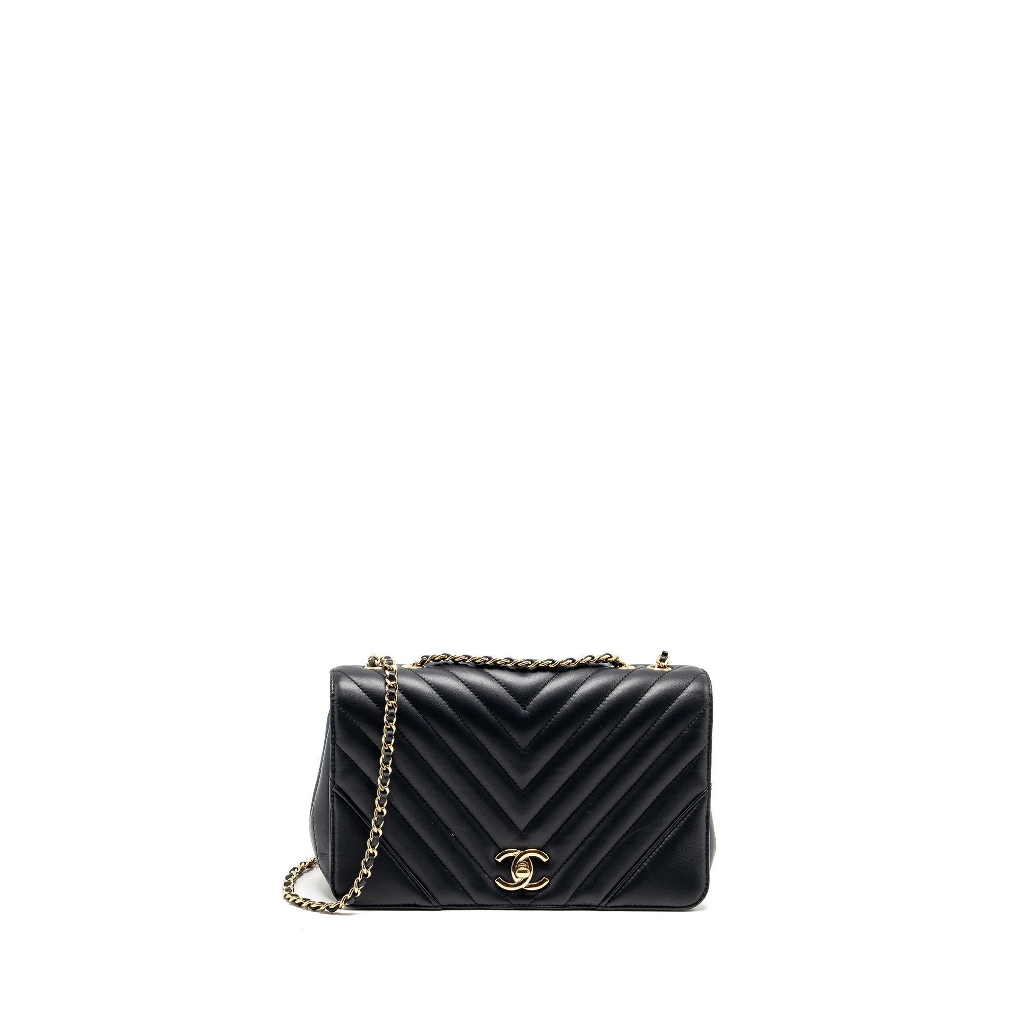 Chanel Seasonal Chevron Flap Bag Calfskin Dark Navy L