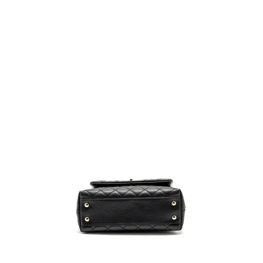 Chanel Small Coco Handle with Lizard Embossed Handle Caviar Black L