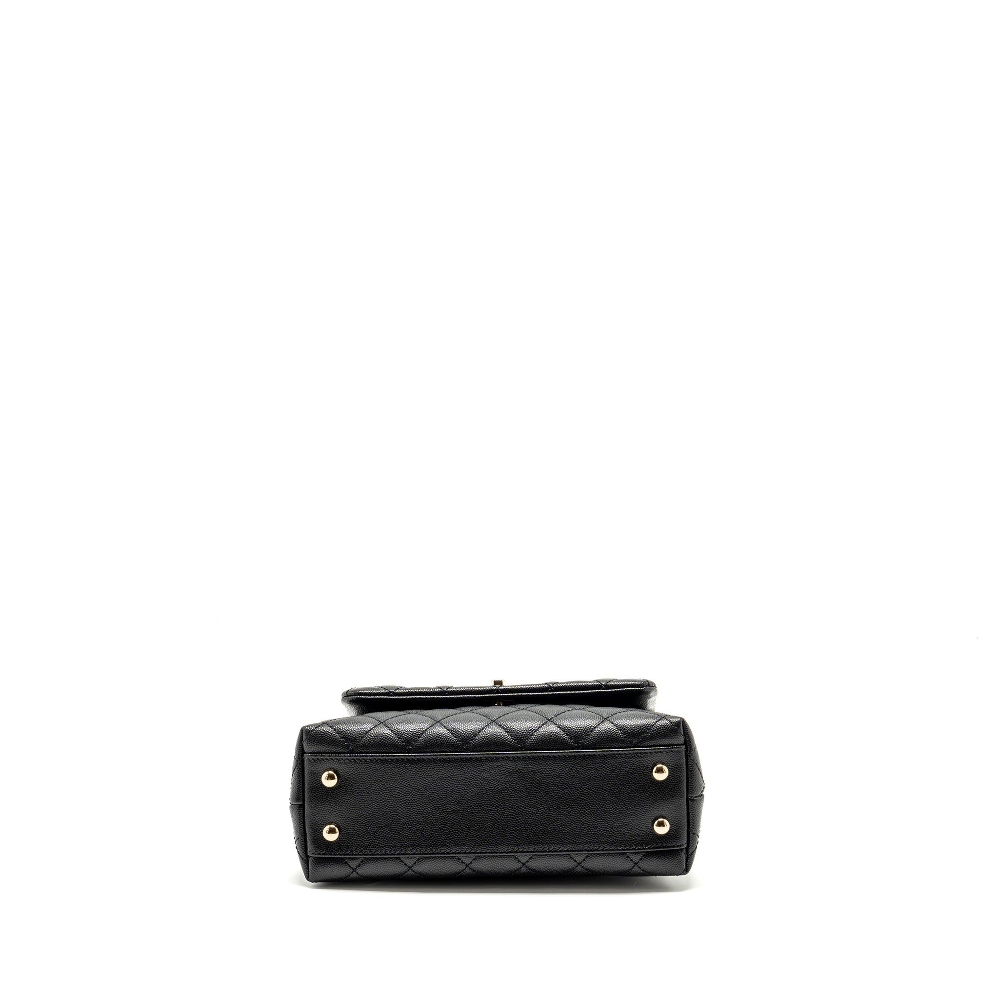 Chanel Small Coco Handle with Lizard Embossed Handle Caviar Black L
