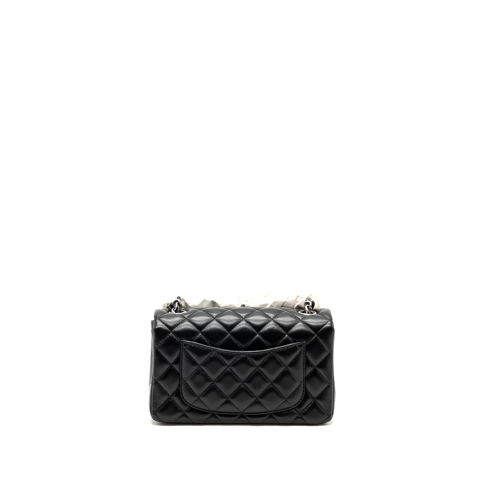 Chanel classic mini rectangular flap bag lambskin black  (microchip)