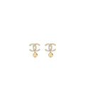 Chanel CC Logo Heart Earrings Crystal
