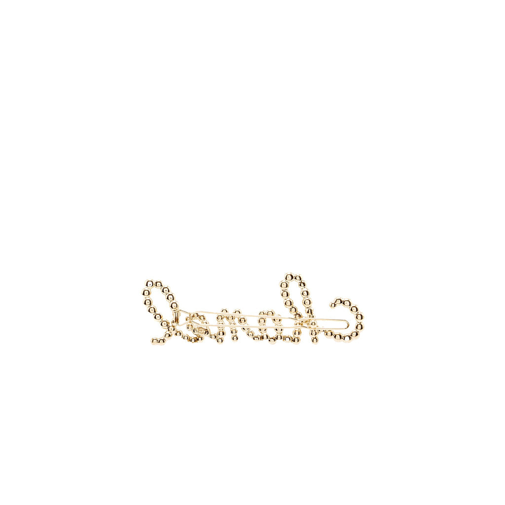 Chanel Letter Hair Clip with Crystal/Pearl Light Gold Tone