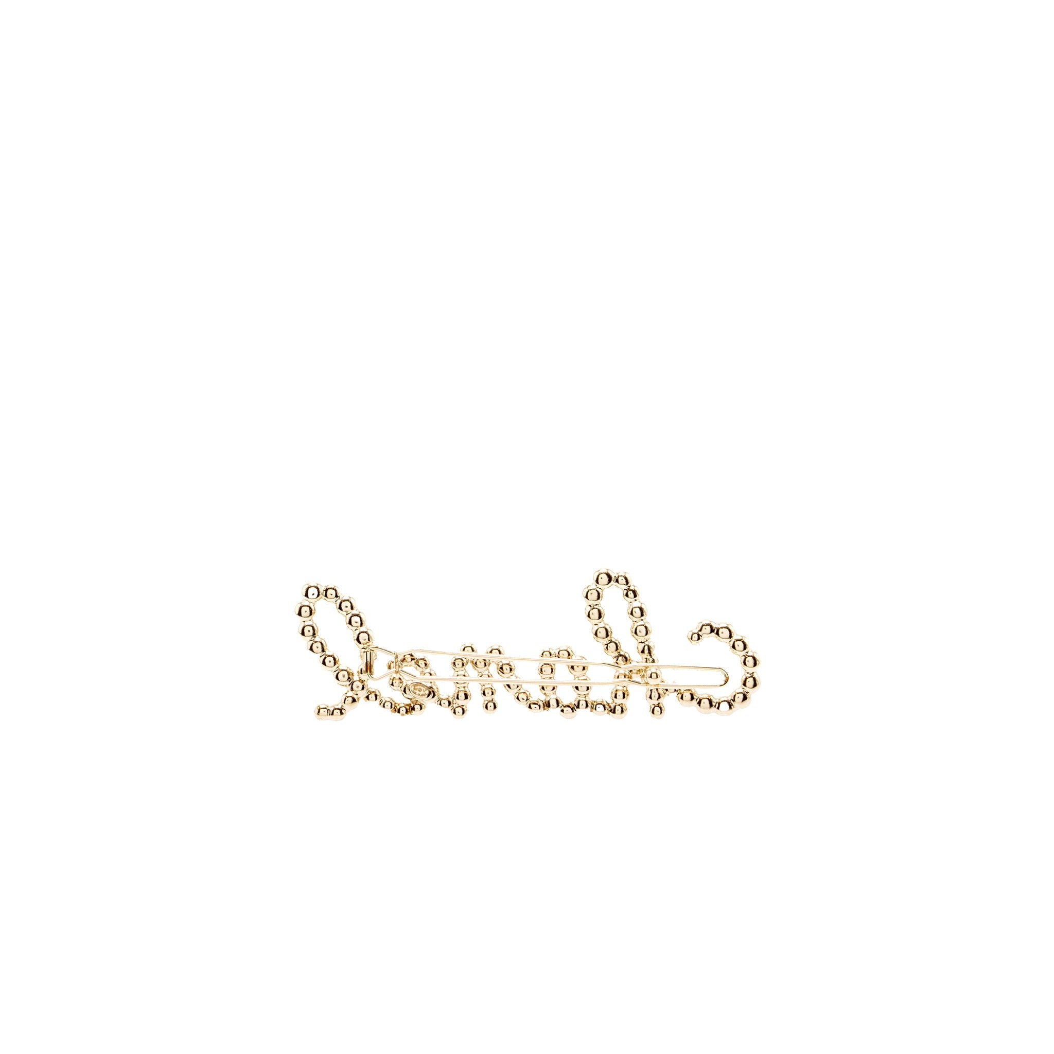Chanel Letter Hair Clip with Crystal/Pearl Light Gold Tone