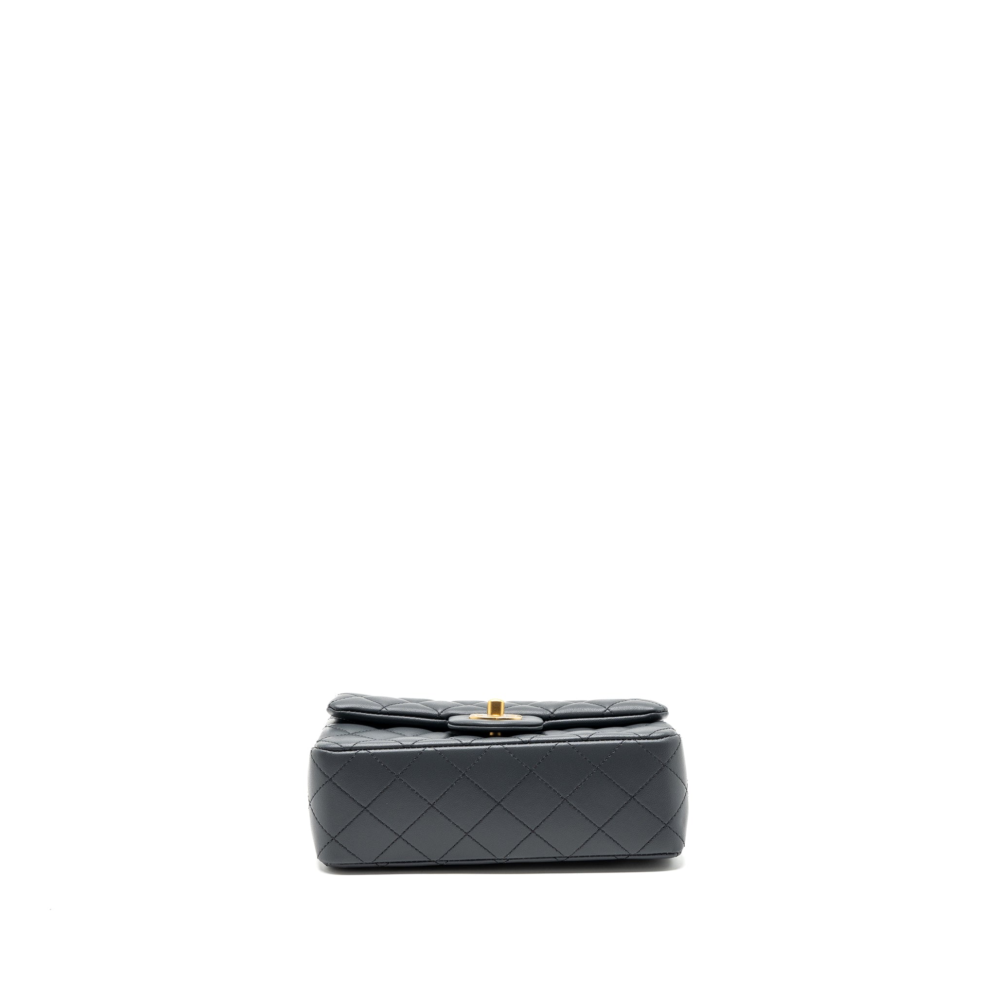 Chanel 23K pearl crush mini rectangular flap bag lambskin dark grey