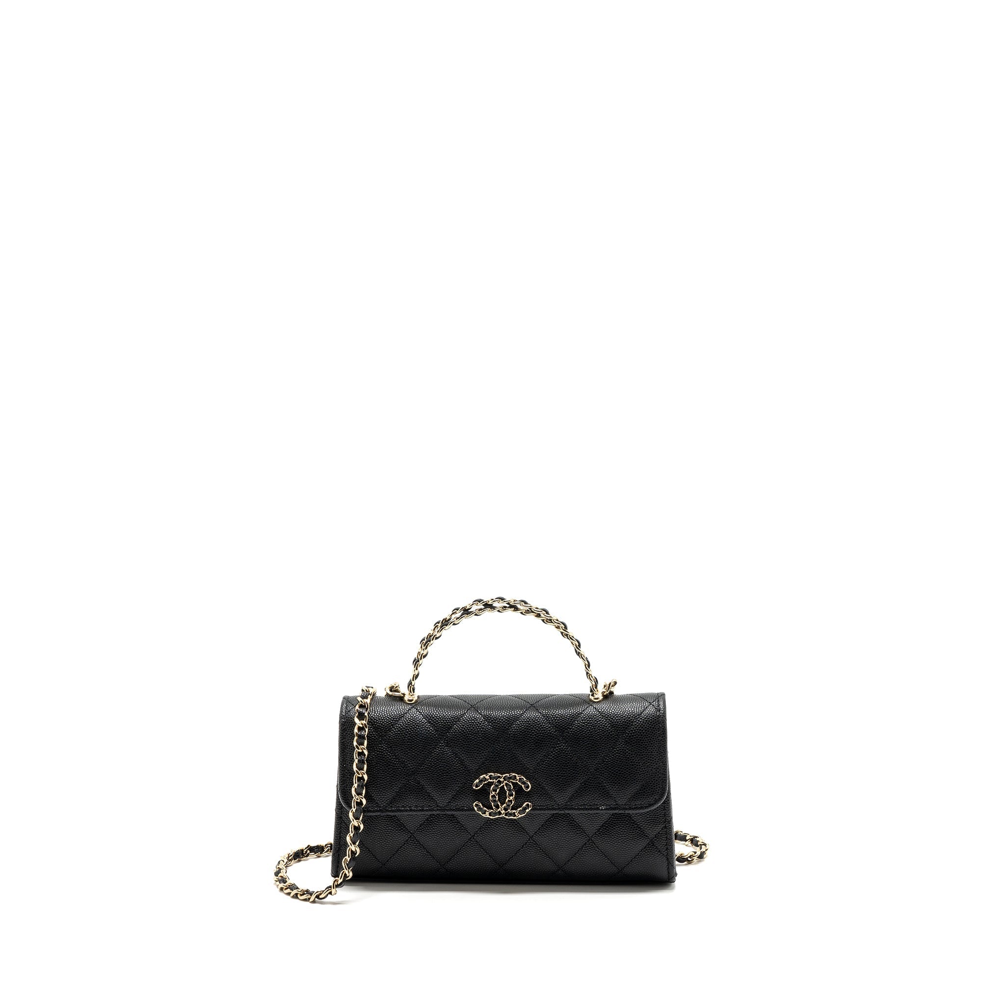 Chanel 23P Top Handle Mini Flap Bag Caviar Black L (Microchip)