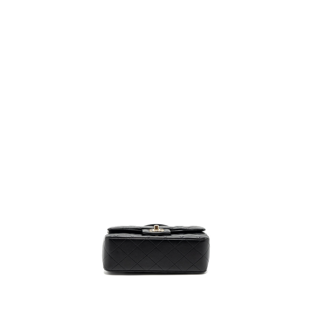 Chanel top handle mini rectangular flap bag lambskin black L (microchip)