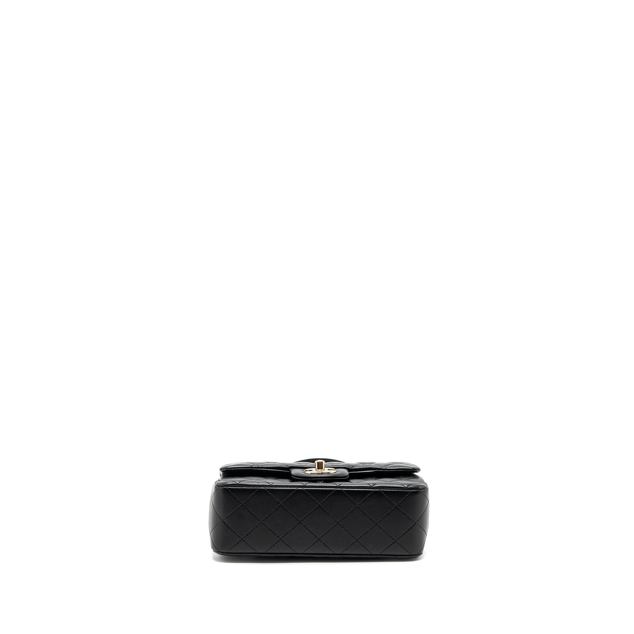 Chanel top handle mini rectangular flap bag lambskin black L (microchip)