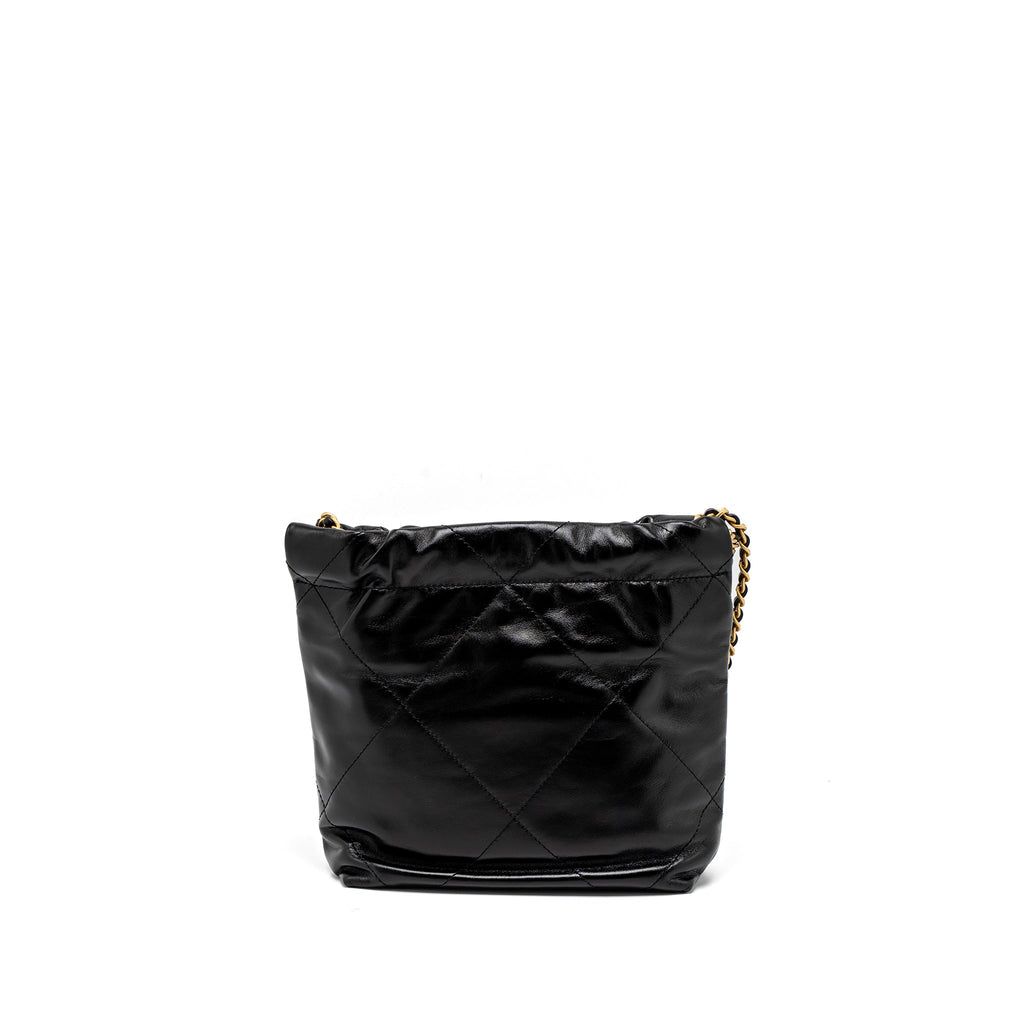 Chanel 23S Mini 22 Bag Shiny Calfskin Black Brushed  (Microchip)