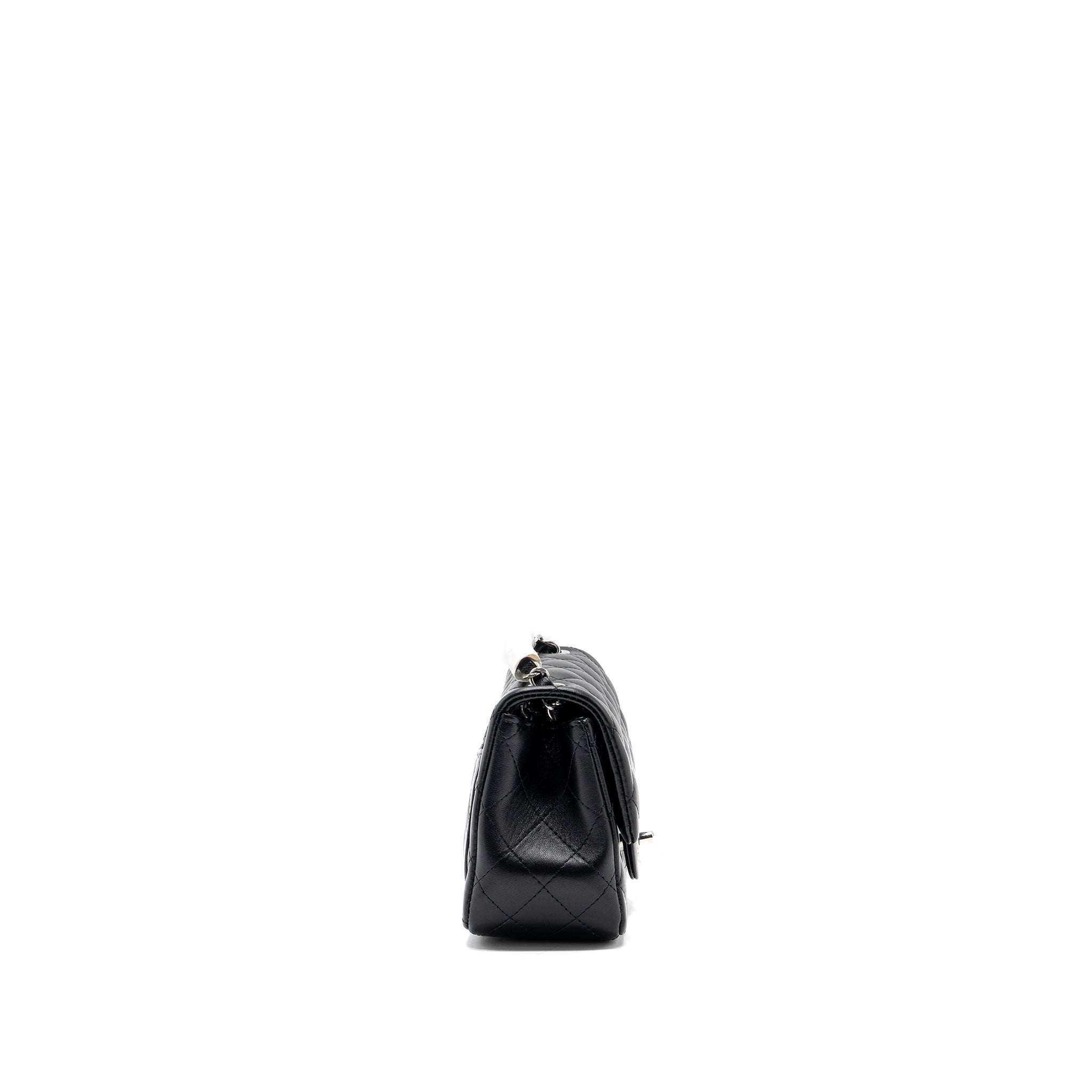 Chanel mini square flap bag lambskin black  (microchip)