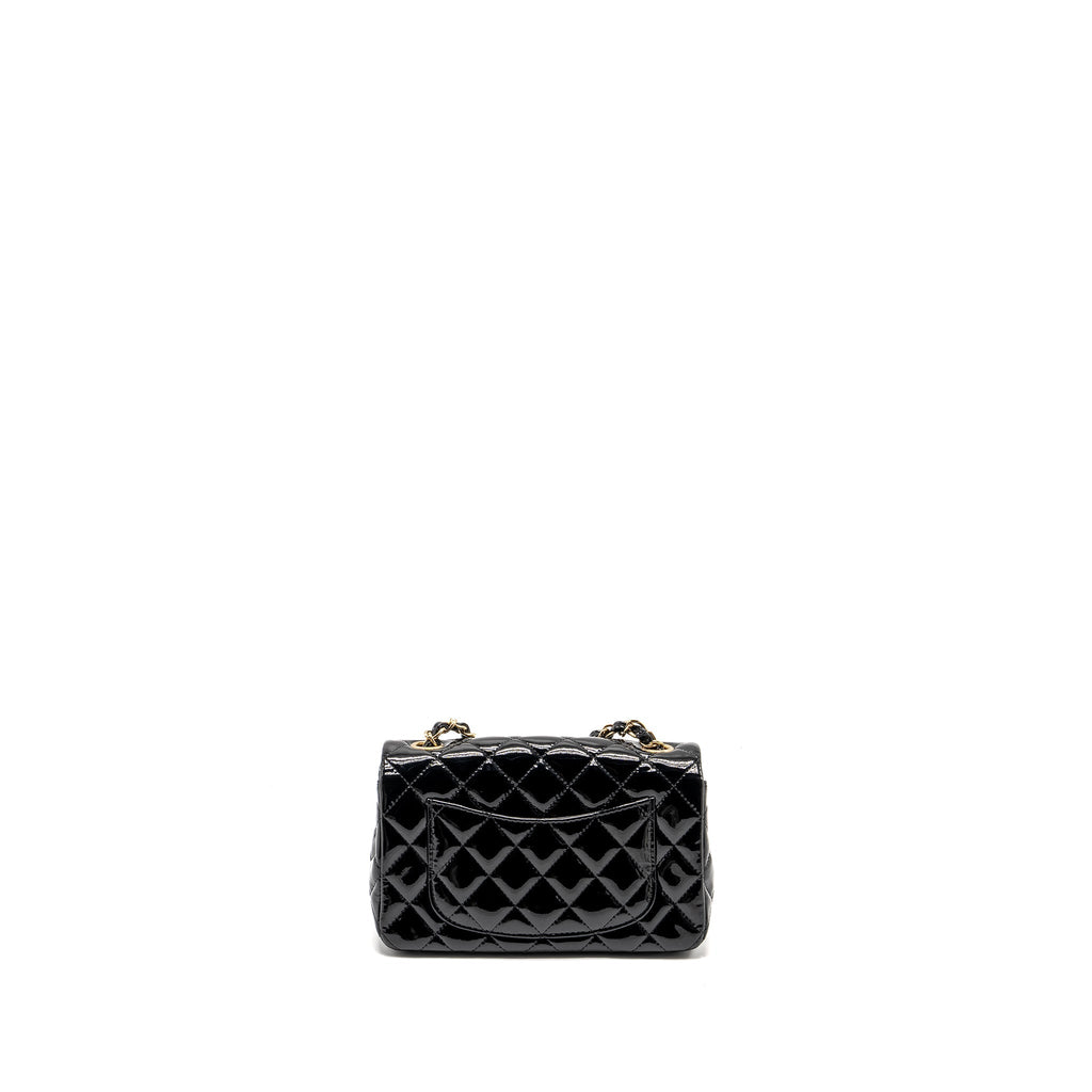 Chanel Mini Rectangular Flap Bag Patent Black L
