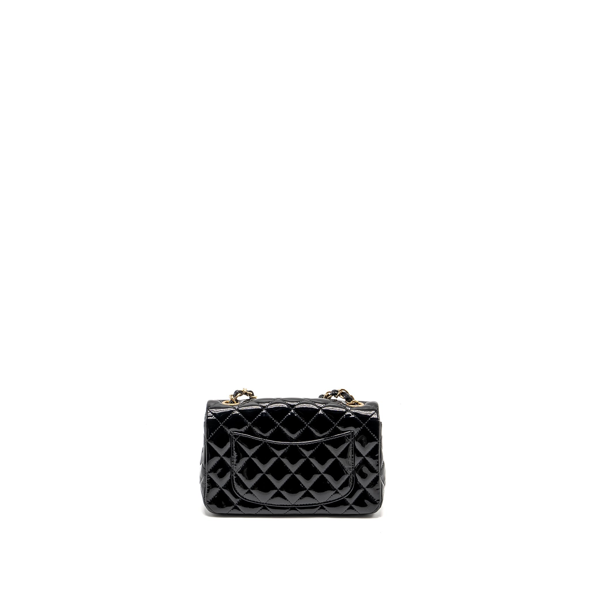 Chanel Mini Rectangular Flap Bag Patent Black L