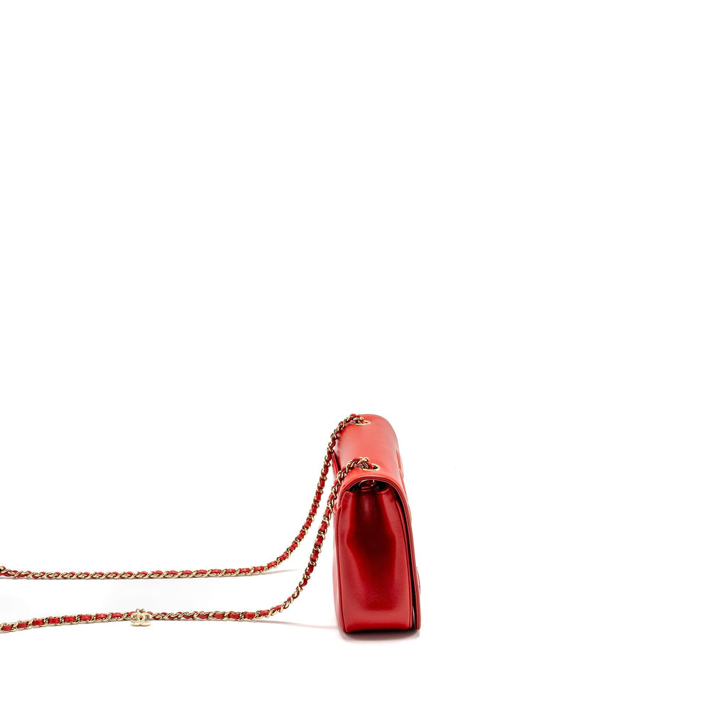 Chanel Mania Flap Bag Lambskin Red L
