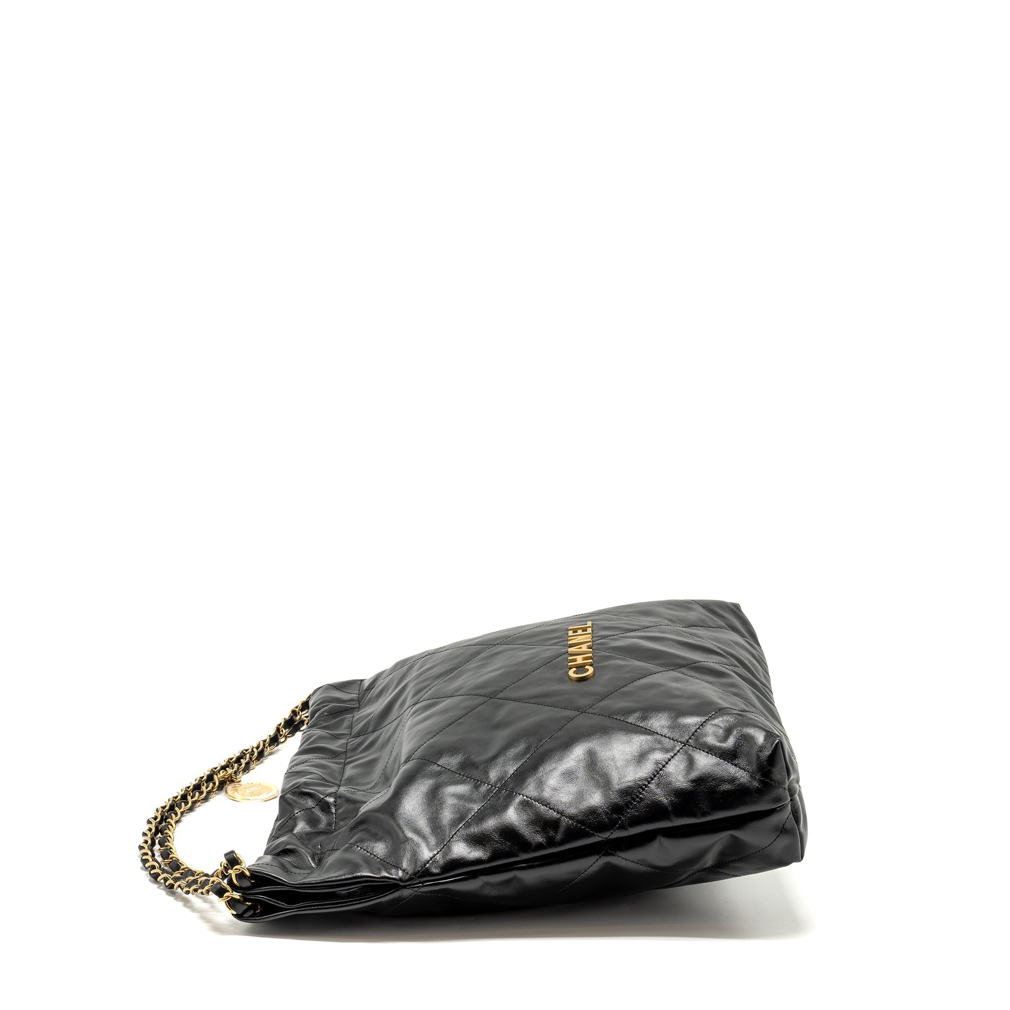 Chanel Medium 22 Bag Shiny Calfskin Black  (microchip)