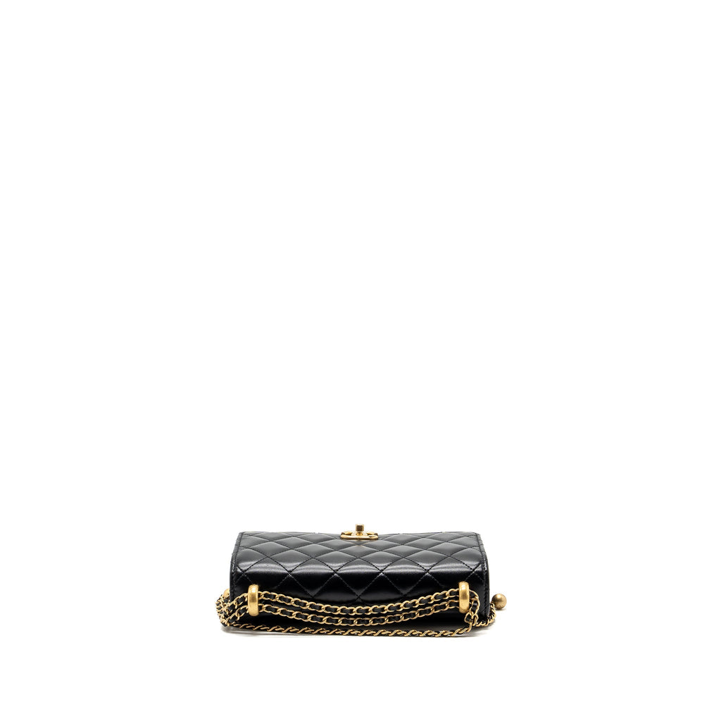 Chanel 24C gold Crush wallet on chain calfskin black  (microchip)