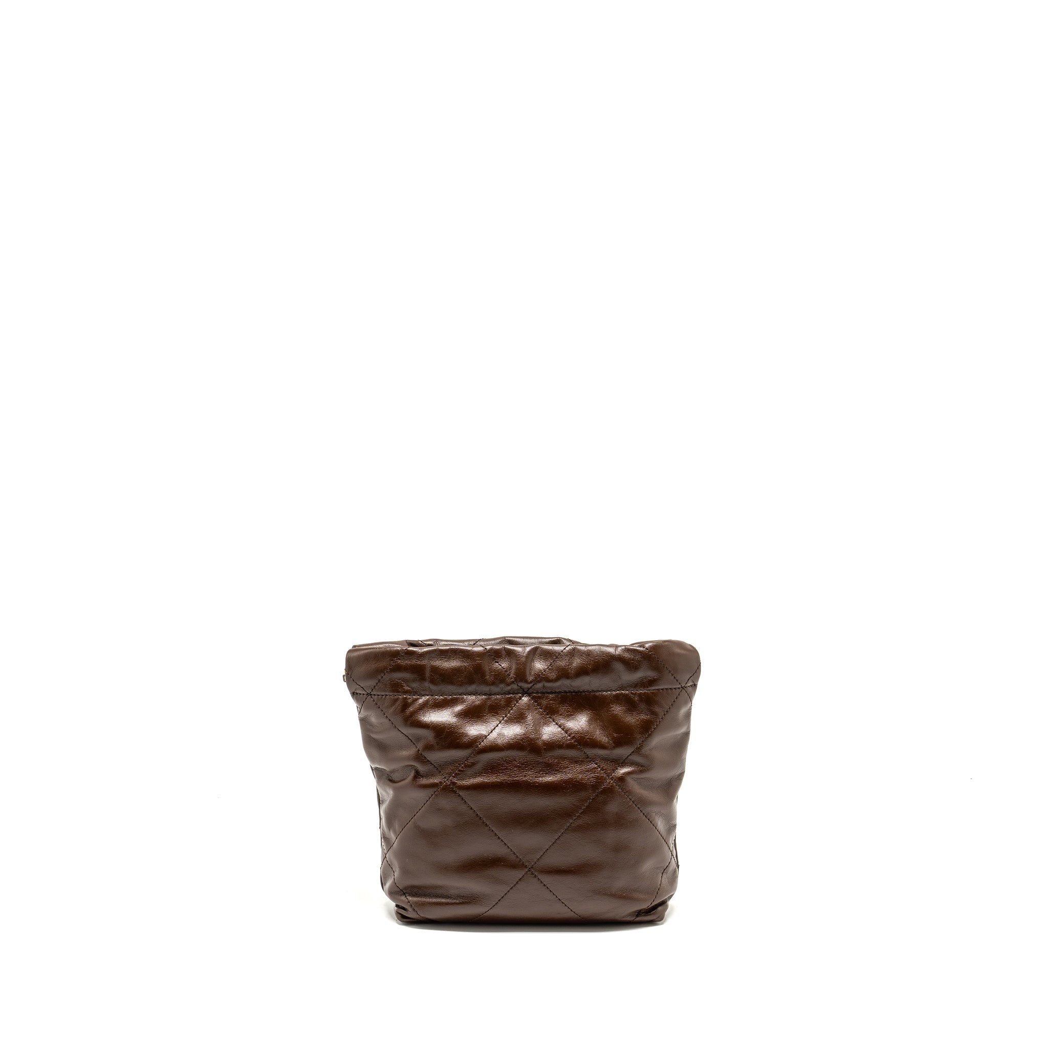 Chanel Mini 22 Bag Shiny Calfskin Chocolate  (microchip)