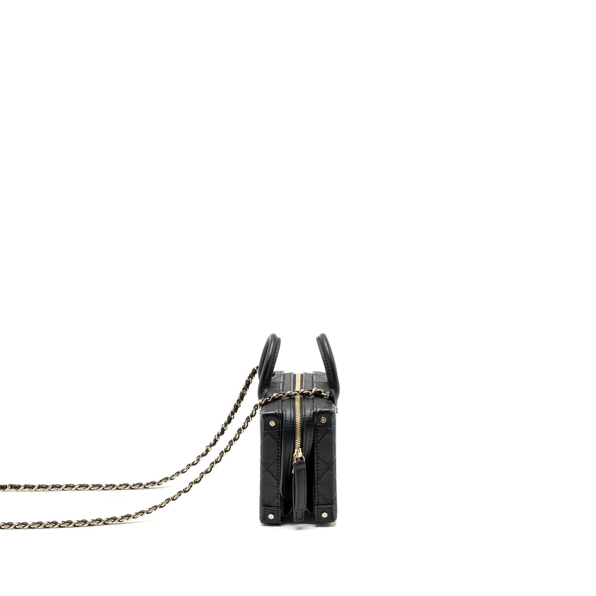 Chanel 22b Top Handle Small Vanity Case Calfskin Black (Microchip)