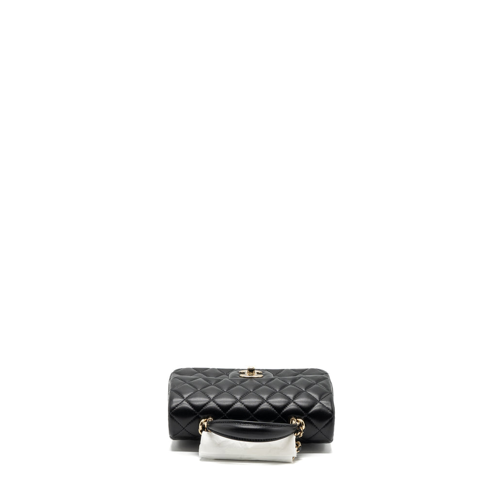 Chanel top handle mini rectangular flap bag lambskin black L (microchip)