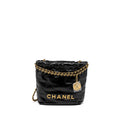 Chanel 23S Mini 22 Bag Shiny Calfskin Black Brushed  (Microchip)