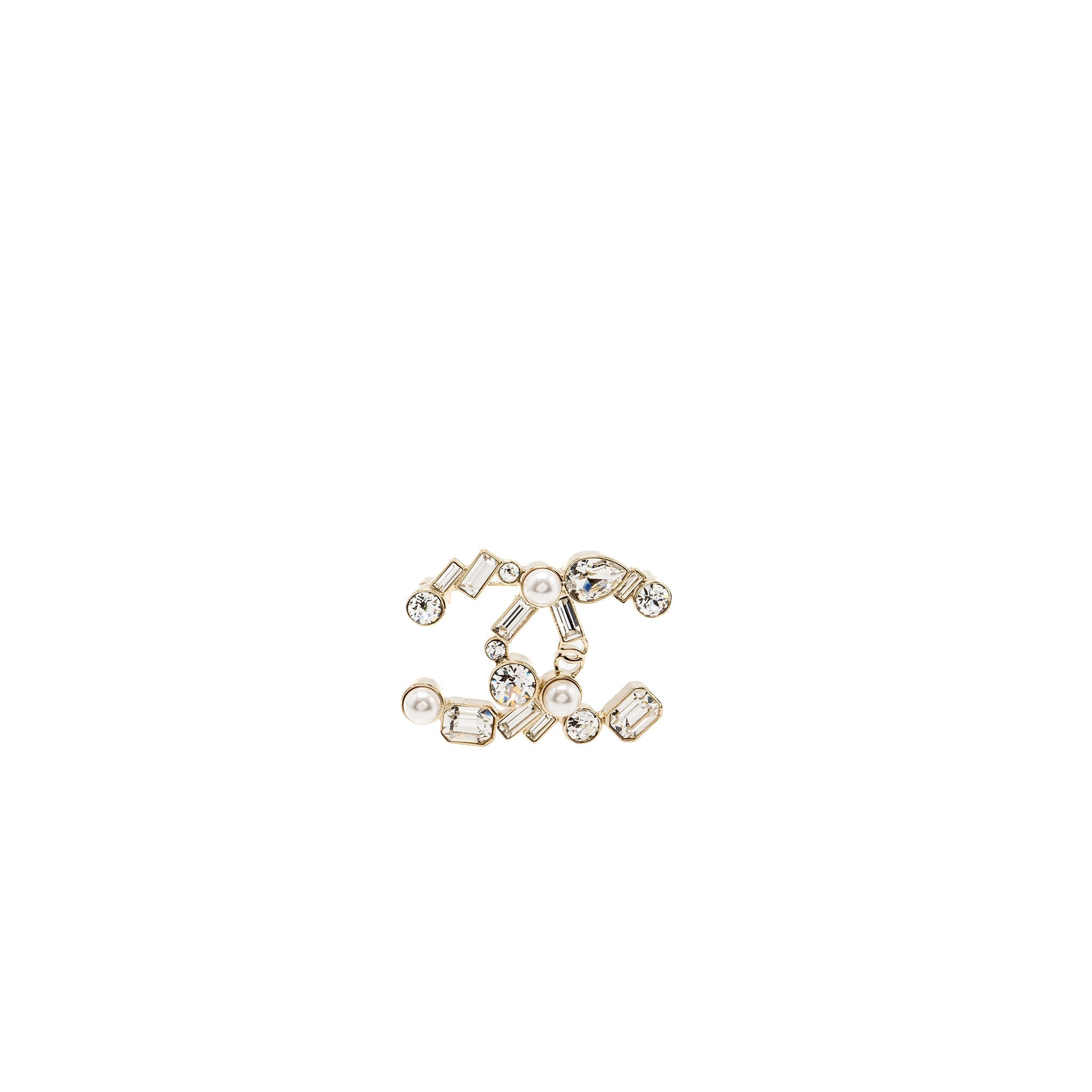 Chanel CC logo brooch Crystal/pearl L