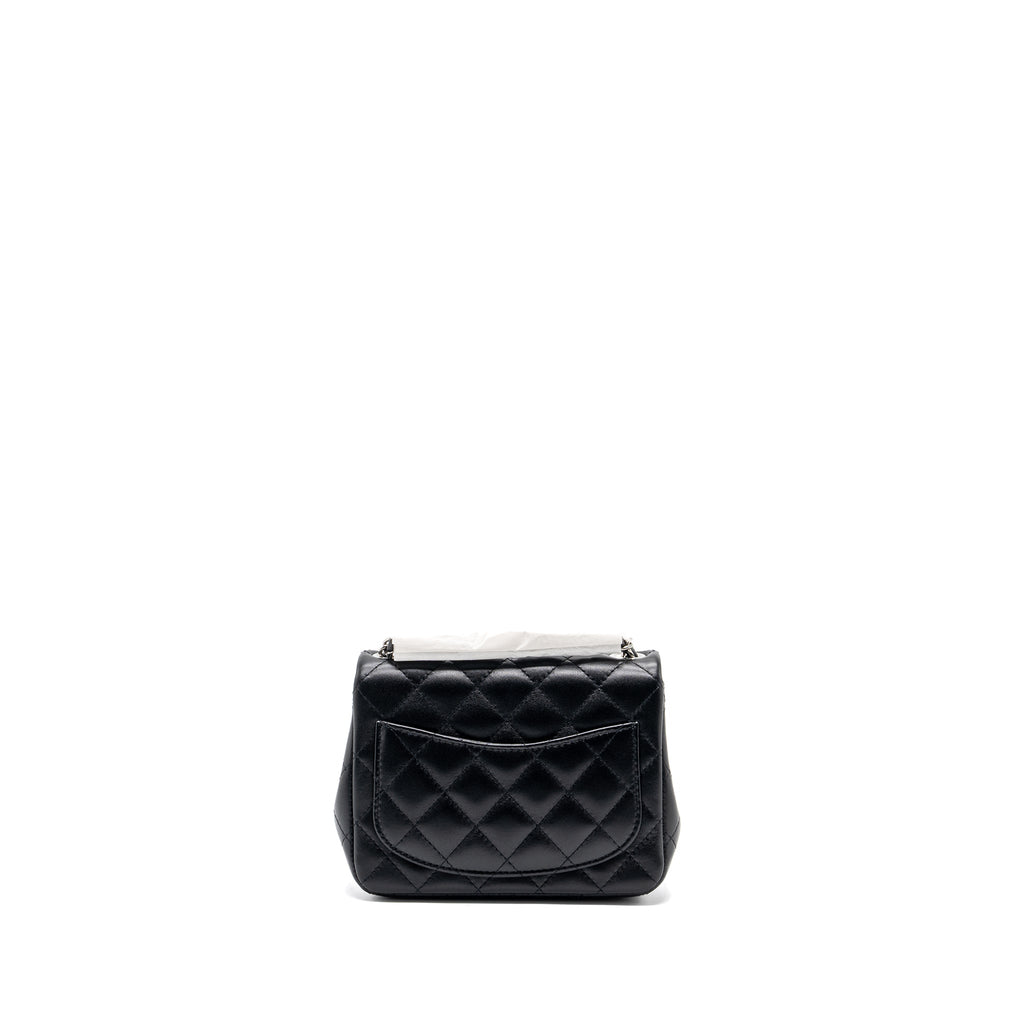 Chanel mini square flap bag lambskin black  (microchip)