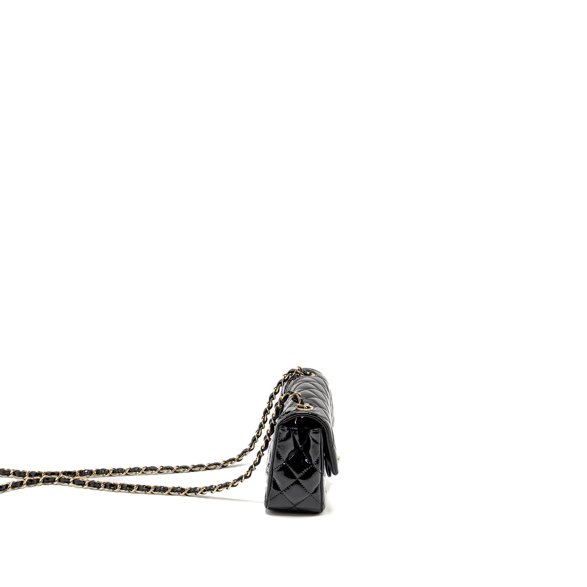 Chanel Mini Rectangular Flap Bag Patent Black L