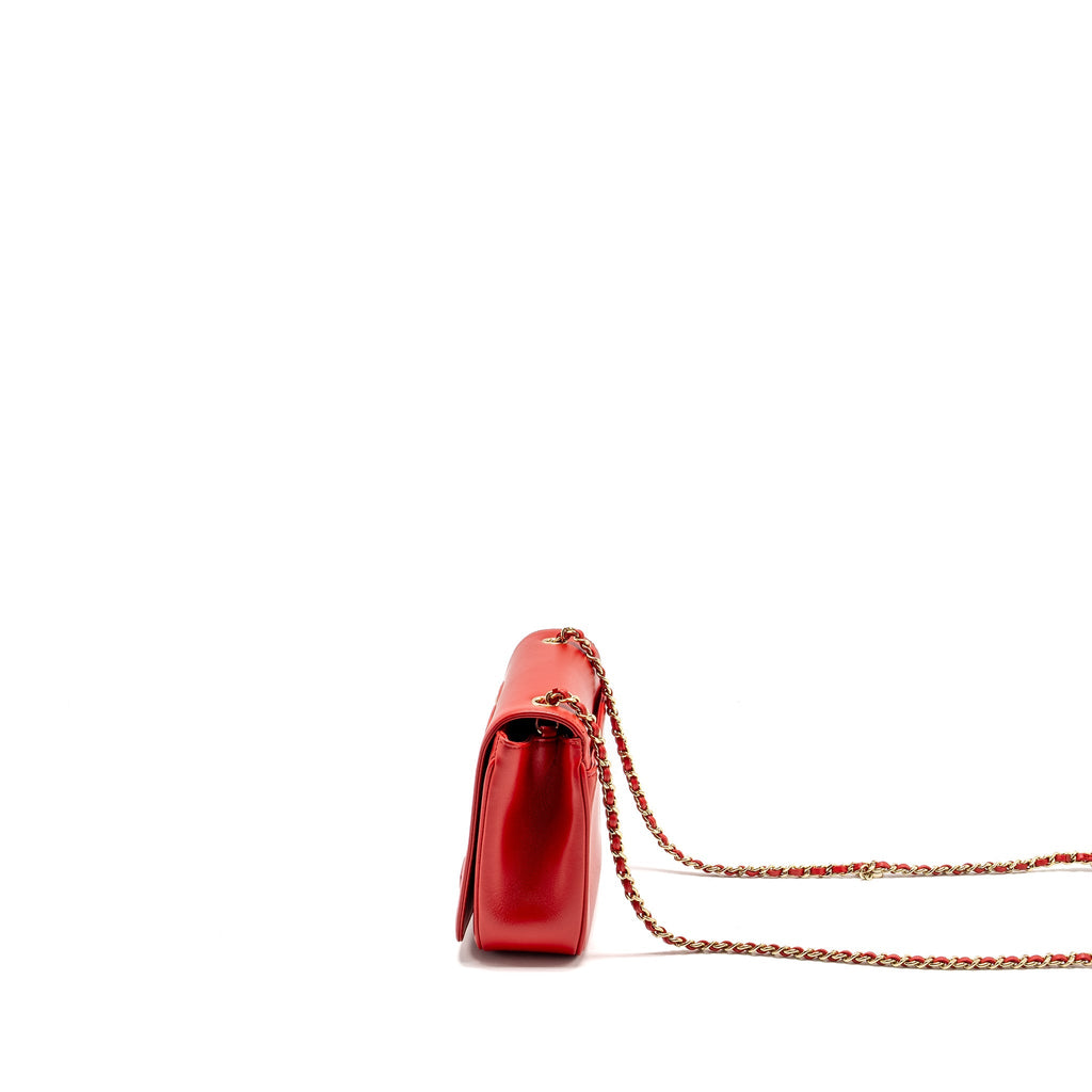 Chanel Mania Flap Bag Lambskin Red L