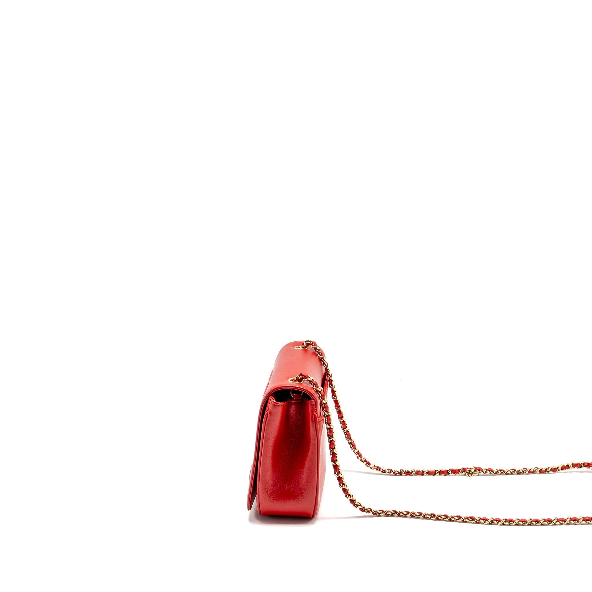 Chanel Mania Flap Bag Lambskin Red L