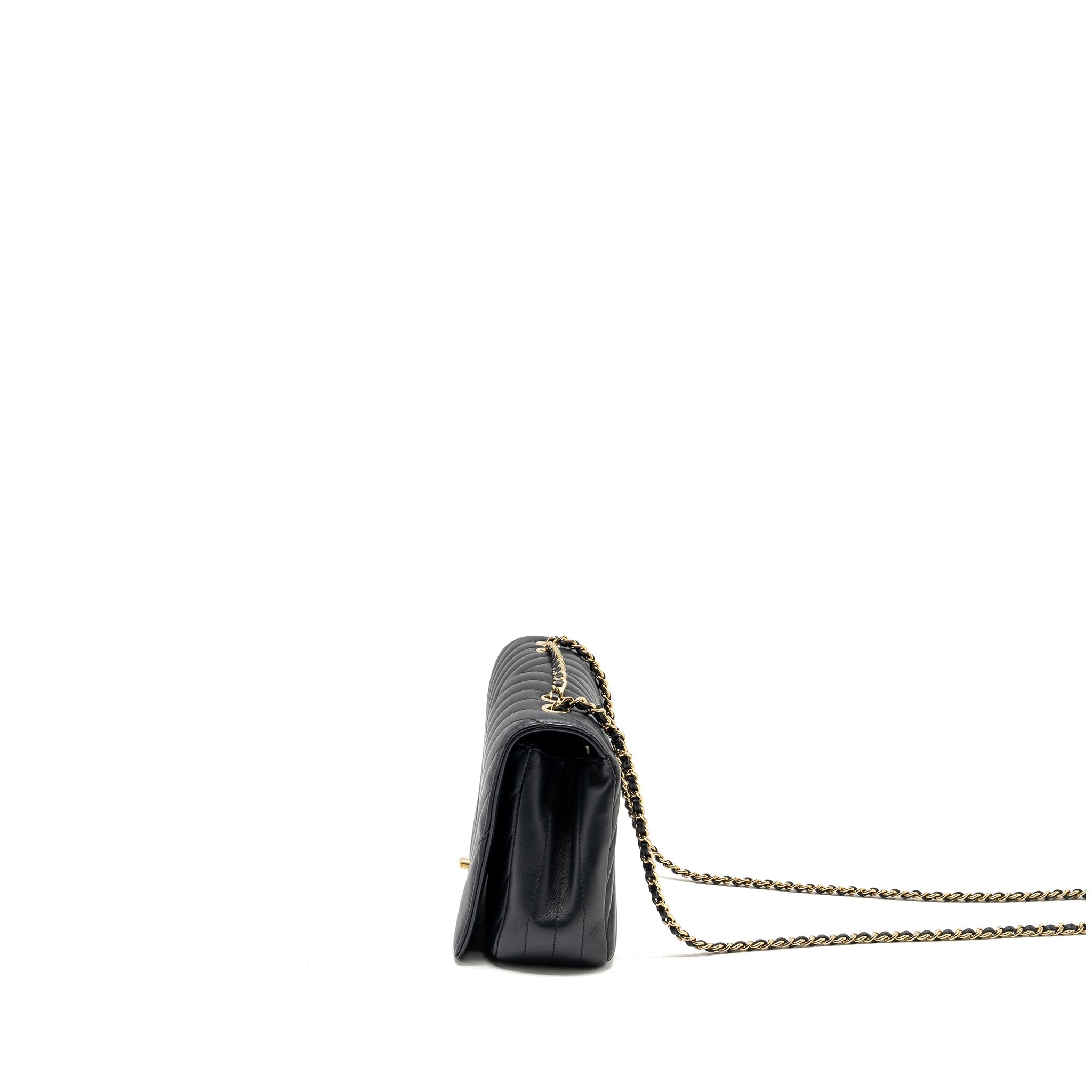 Chanel Seasonal Chevron Flap Bag Calfskin Dark Navy L