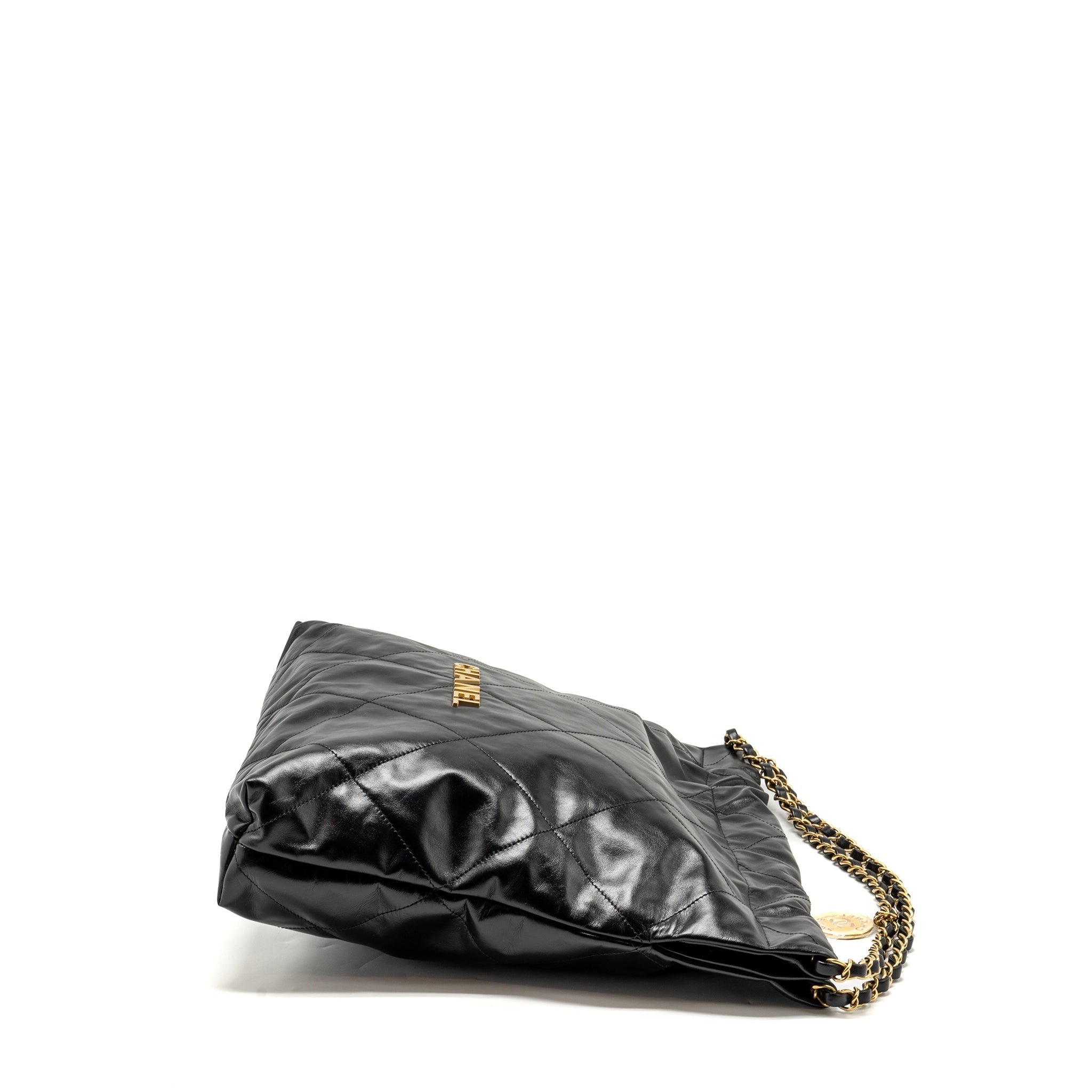 Chanel Medium 22 Bag Shiny Calfskin Black  (microchip)