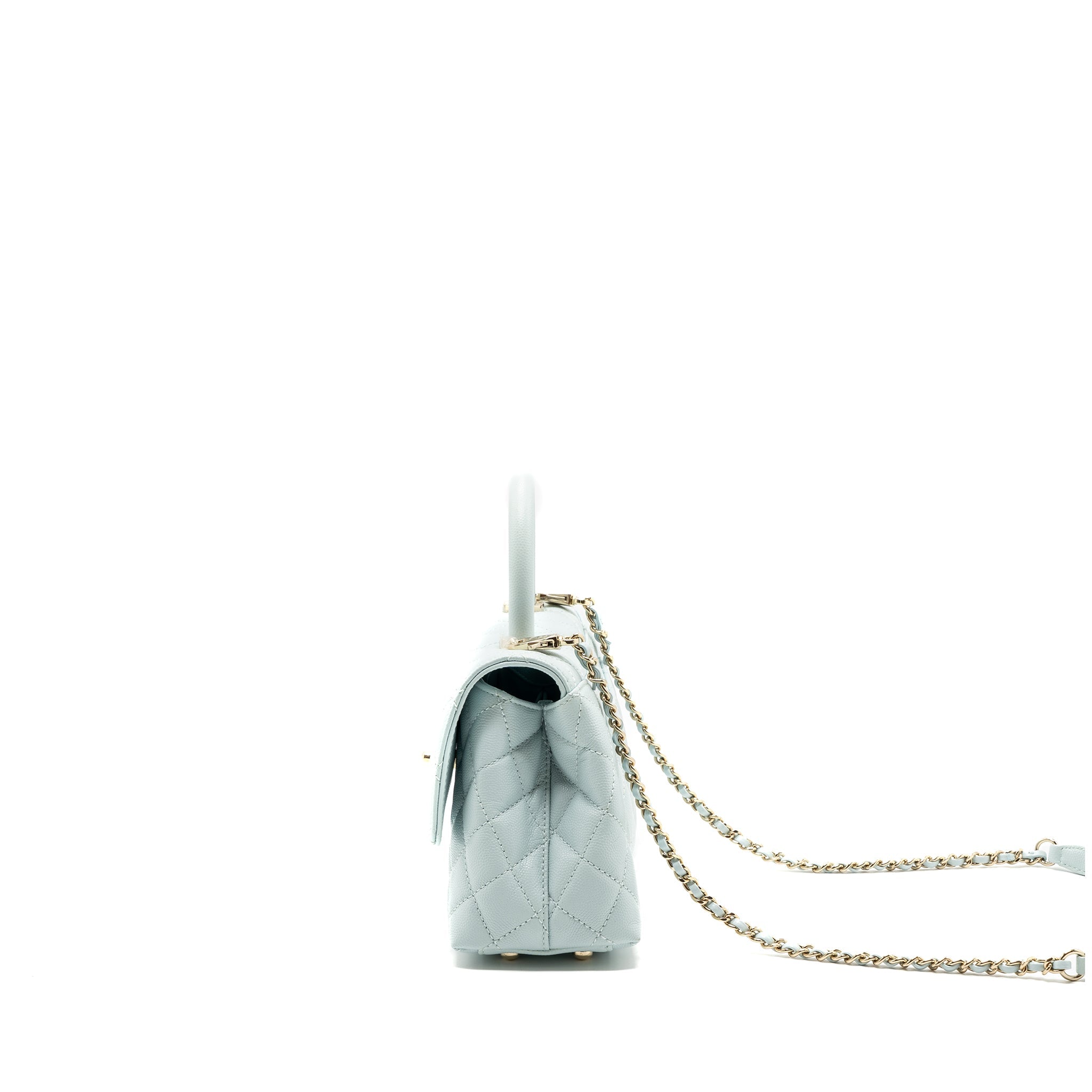 Chanel small coco handle caviar light blue L (microchip)