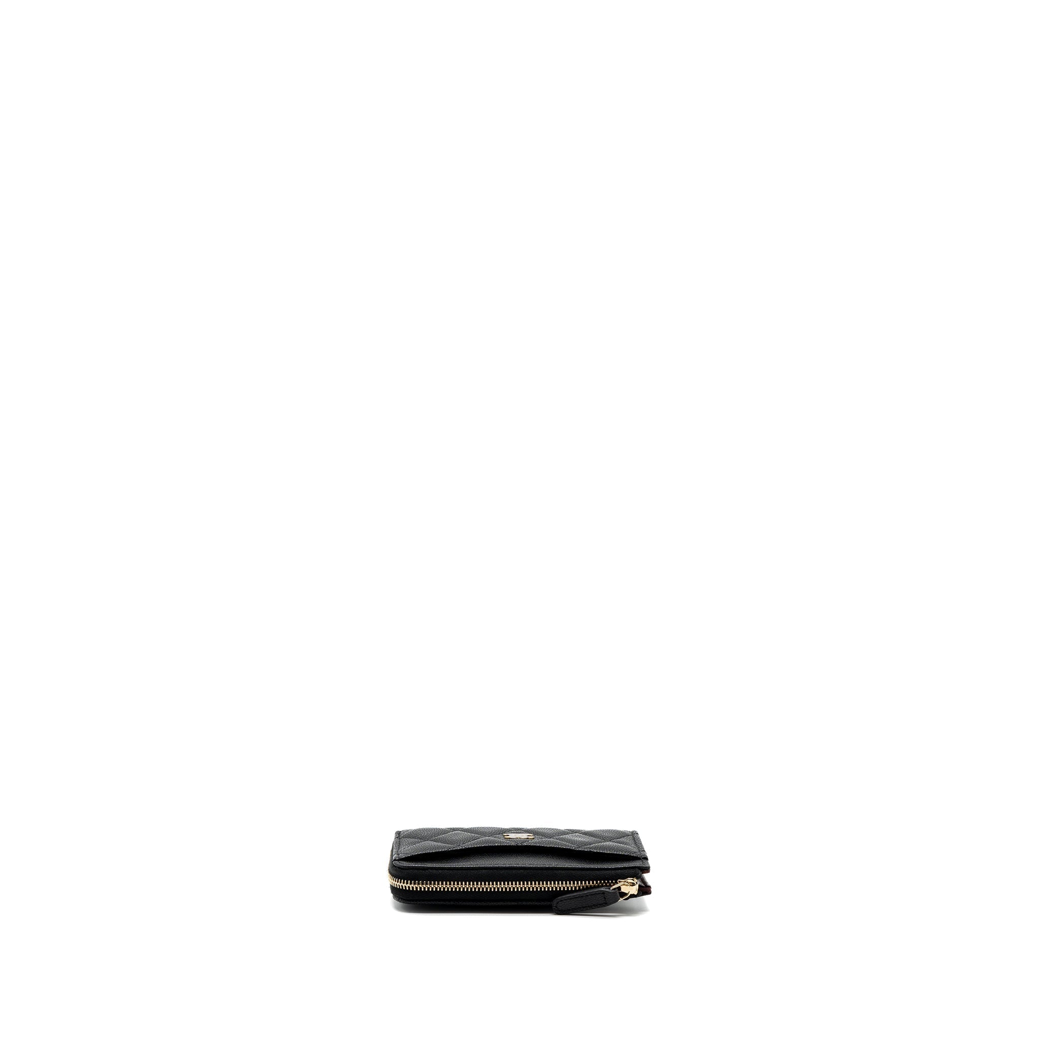 Chanel L zipper card holder caviar black  (microchip )