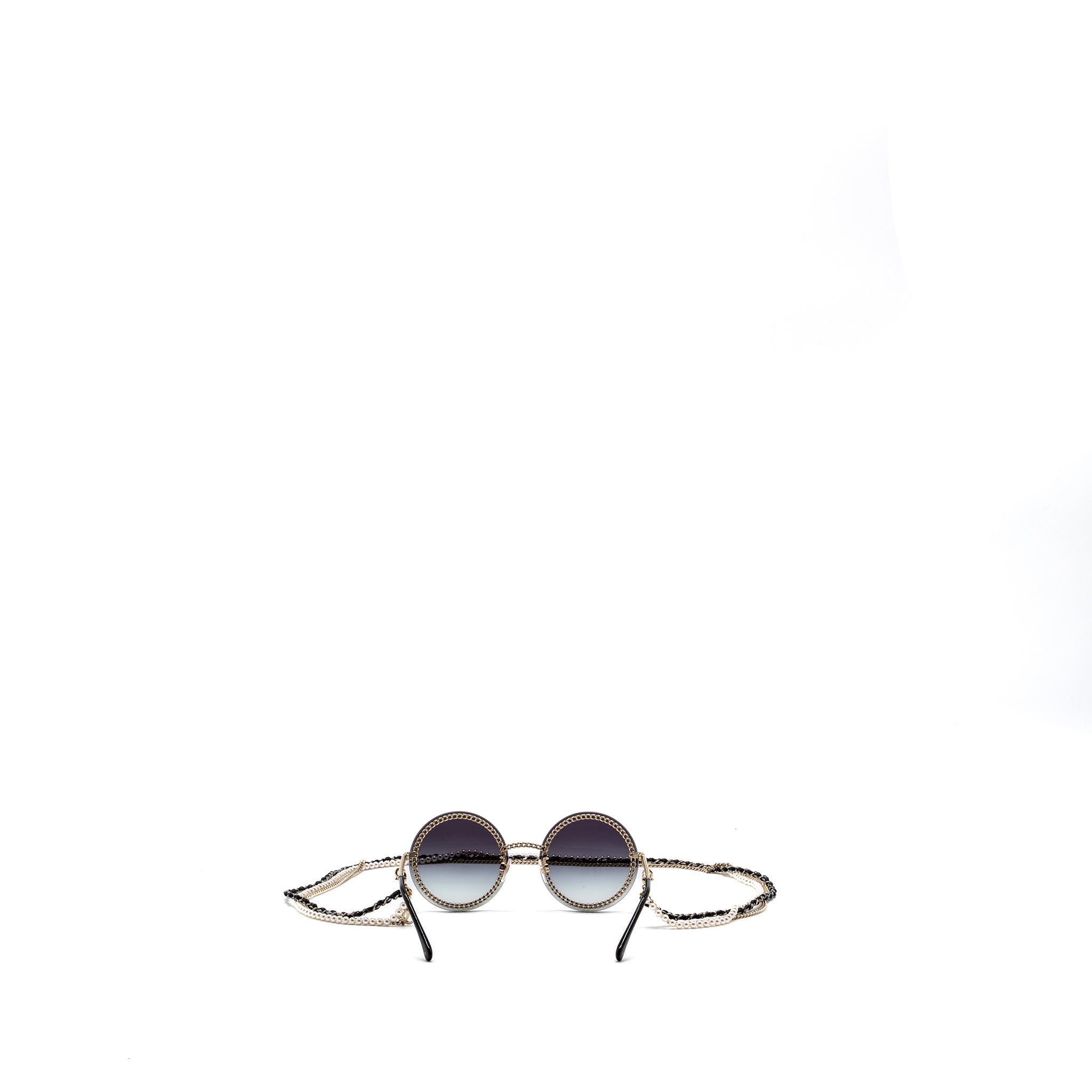 Chanel Round Sunglasses With Chain Dark Grey L