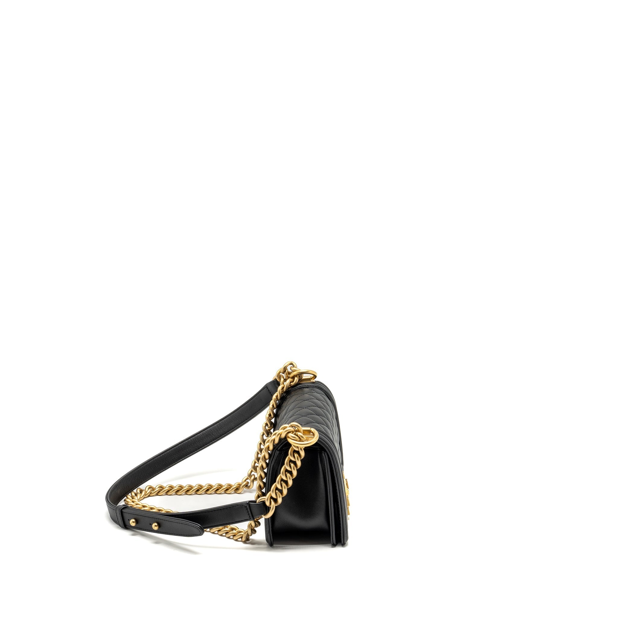 Chanel Small Boy Bag Calfskin Black  (microchip)