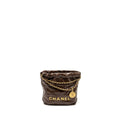 Chanel Mini 22 Bag Shiny Calfskin Chocolate  (microchip)