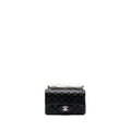 Chanel mini rectangular flap bag lambskin black   (microchip)