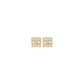 Chanel Square CC logo Earrings Crystal Light Gold Tone