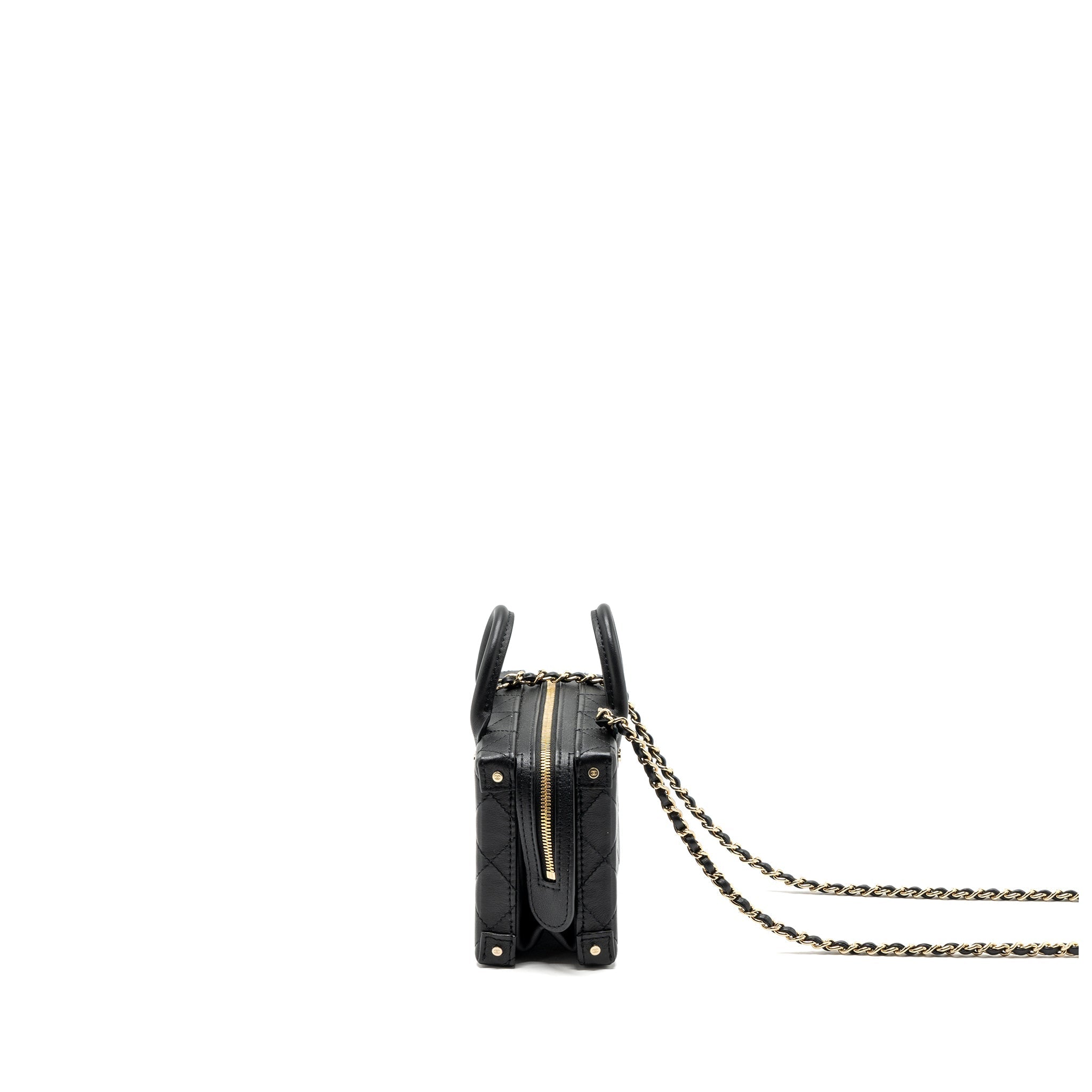 Chanel 22b Top Handle Small Vanity Case Calfskin Black (Microchip)