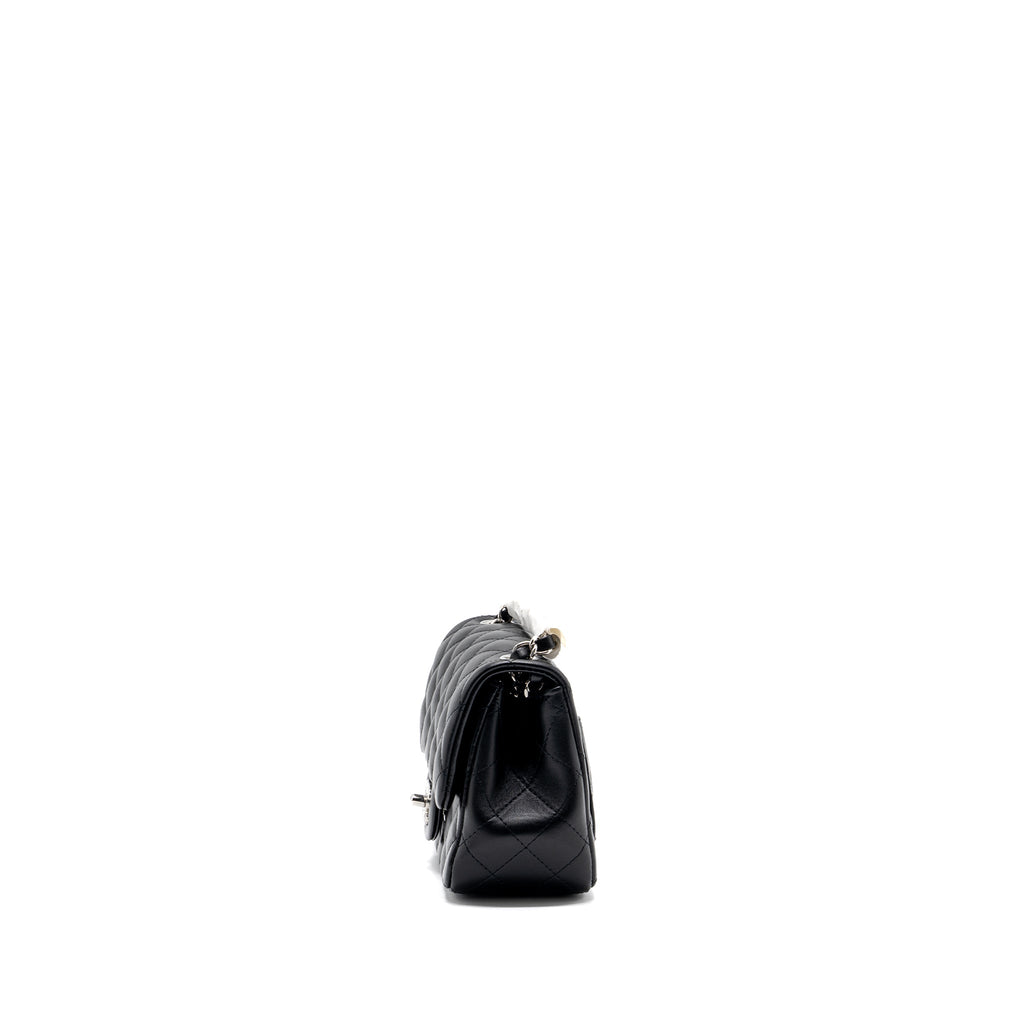 Chanel mini square flap bag lambskin black  (microchip)