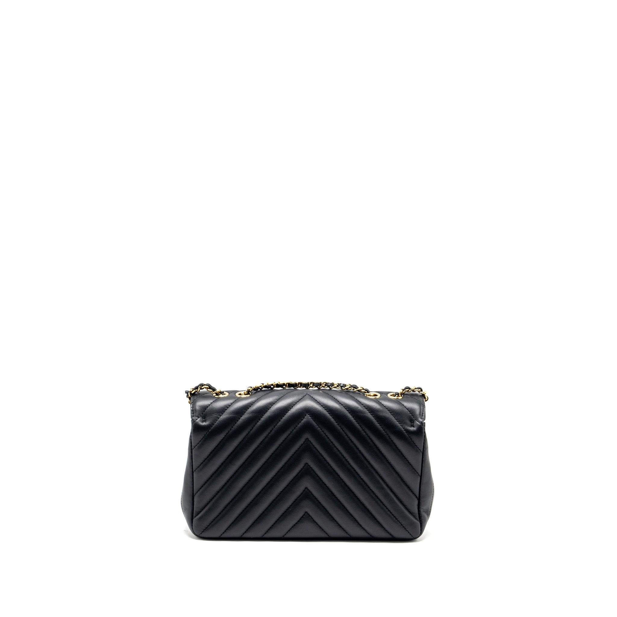 Chanel Seasonal Chevron Flap Bag Calfskin Dark Navy L