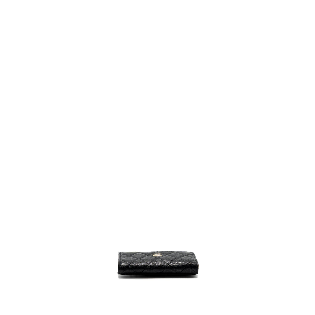 Chanel L zipper card holder caviar black  (microchip )
