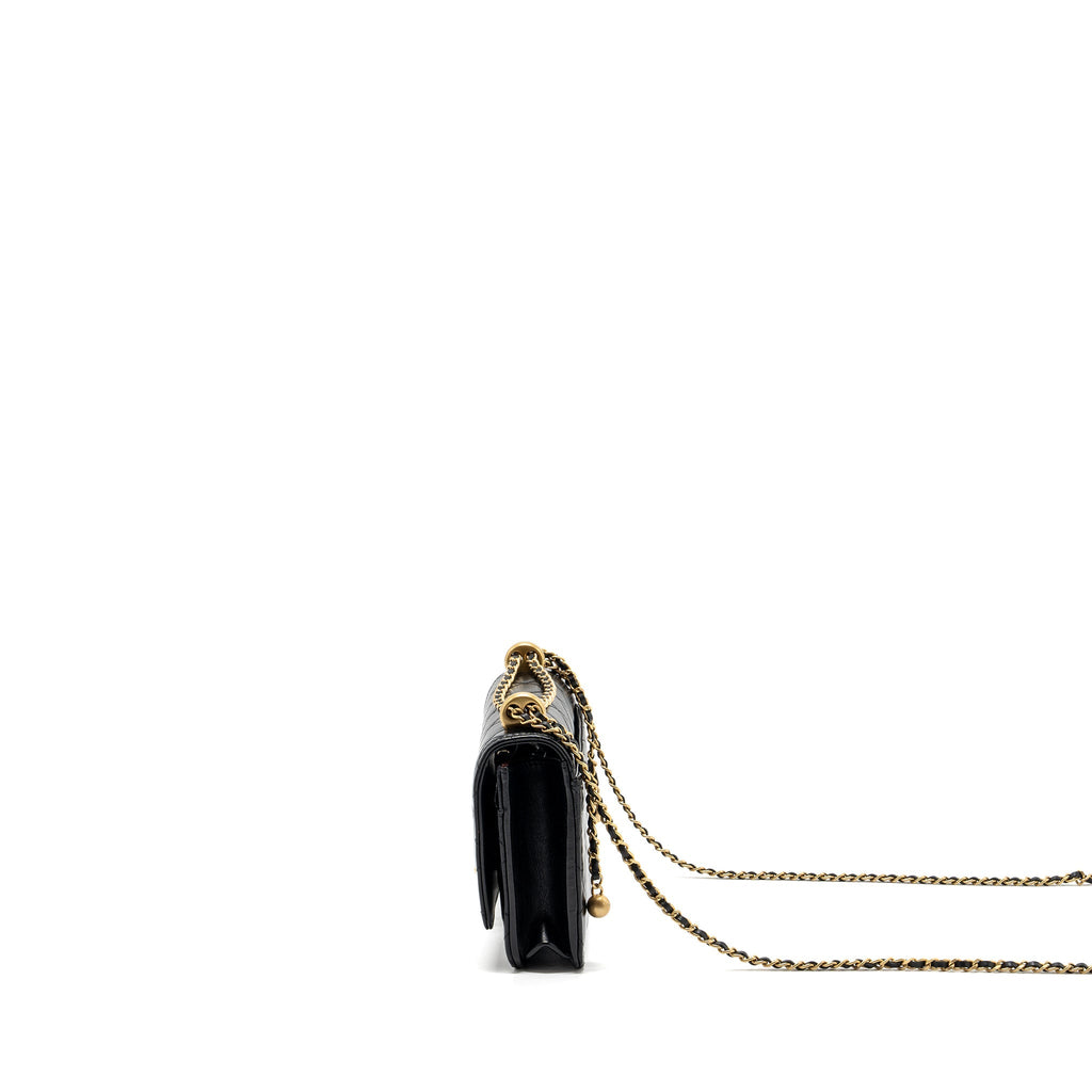 Chanel 24C gold Crush wallet on chain calfskin black  (microchip)