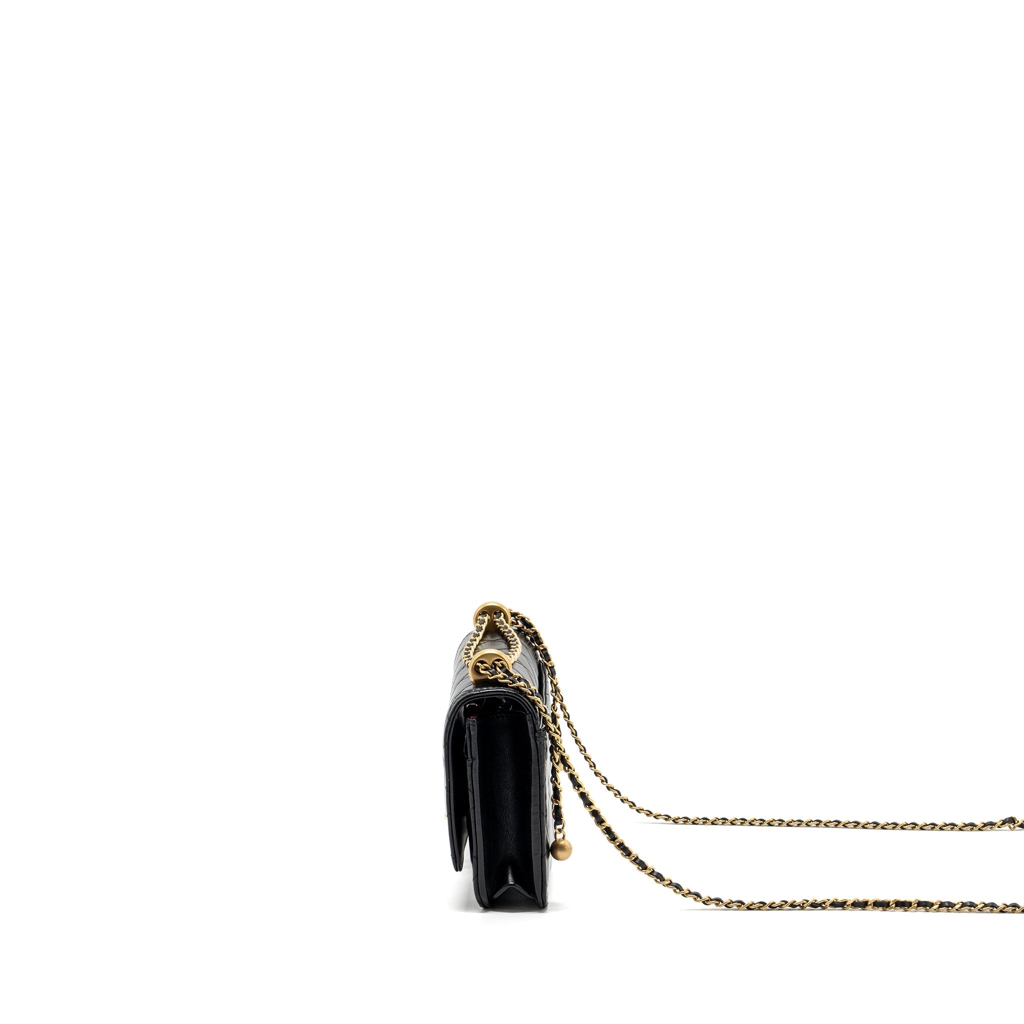 Chanel 24C gold Crush wallet on chain calfskin black  (microchip)