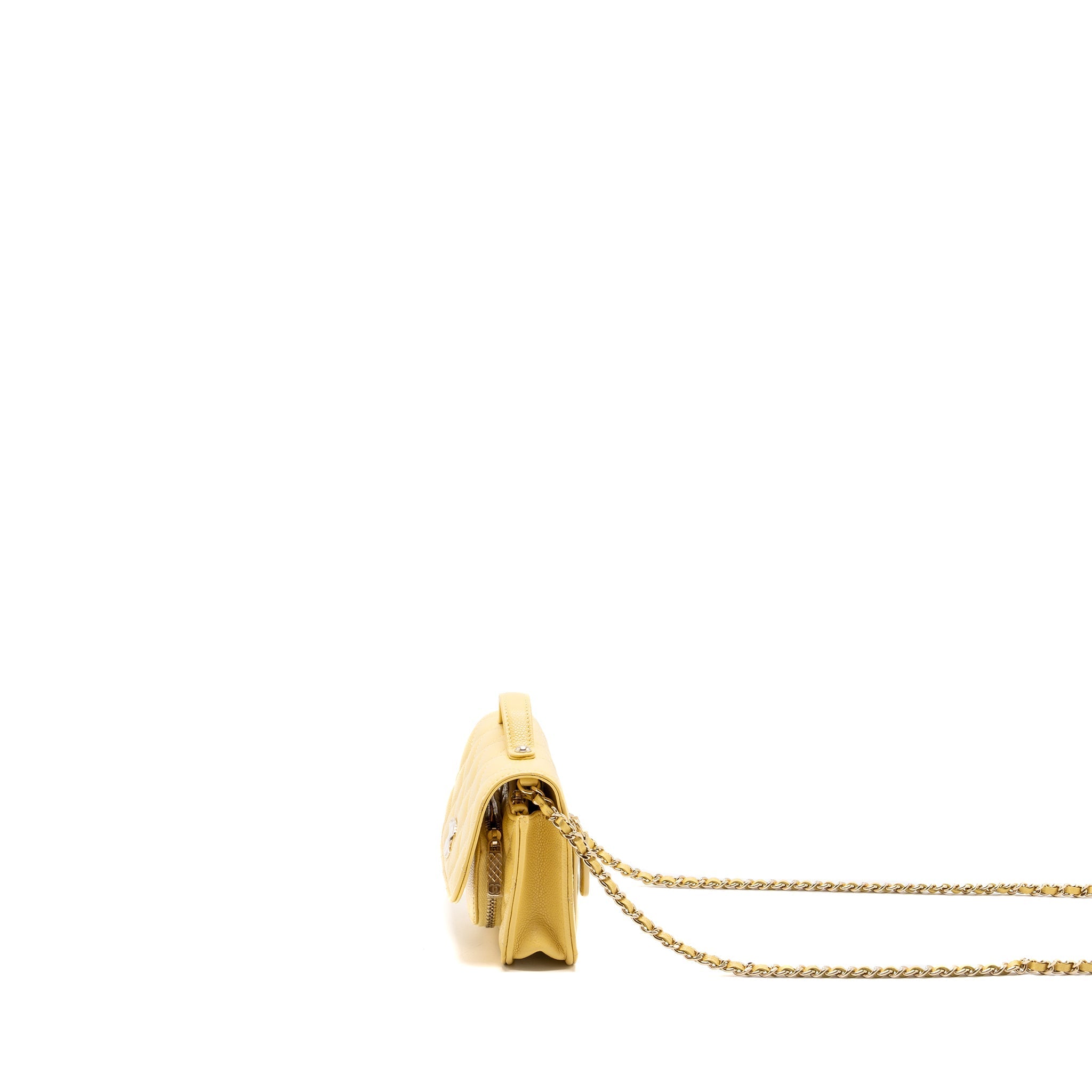 Chanel Mini Business Affinity Wallet On Chain Caviar Yellow L (microchip)