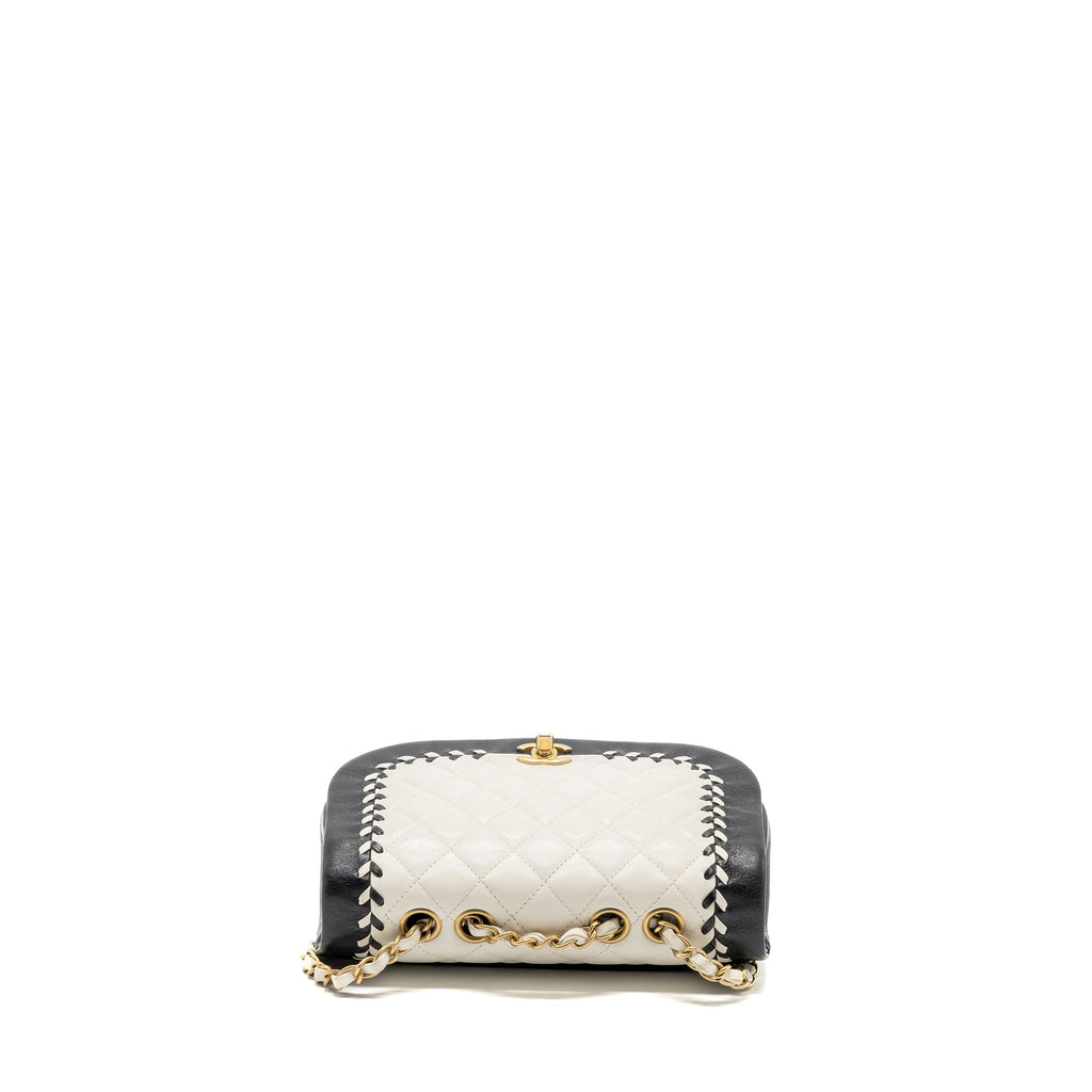 Chanel Quilted Flap Bag Lambskin White/ Black