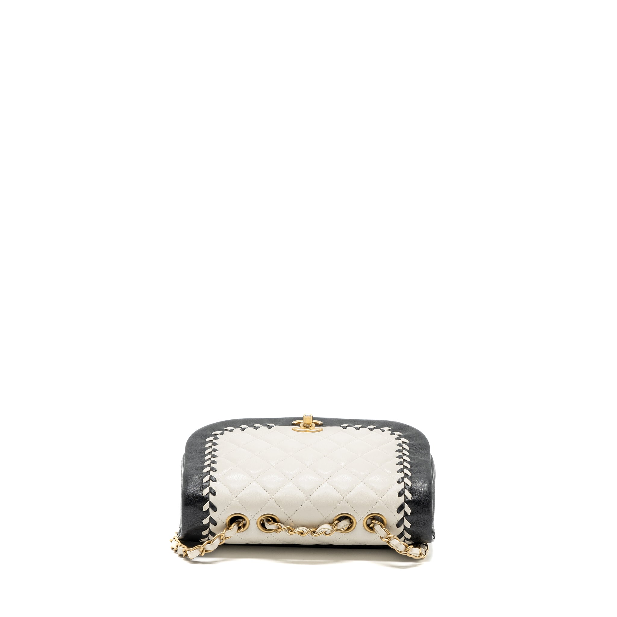 Chanel Quilted Flap Bag Lambskin White/ Black